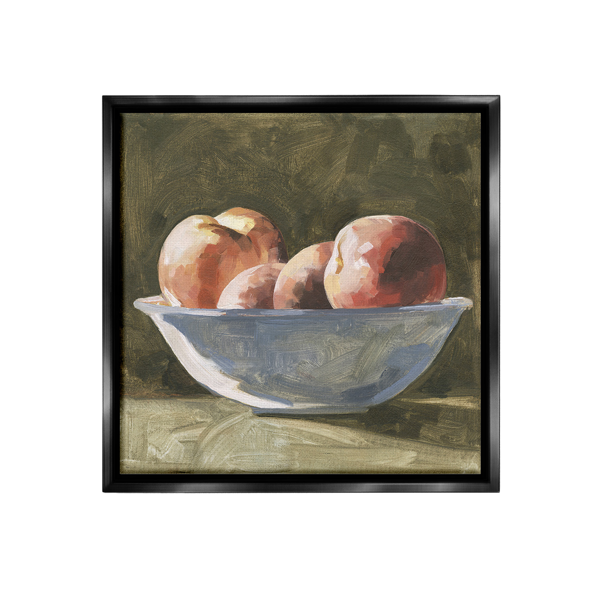 Stupell Industries Apples in Bowl Still Life Food & Beverage Painting Black Floater Framed Canvas Art Print Wall Art, 18 x 18