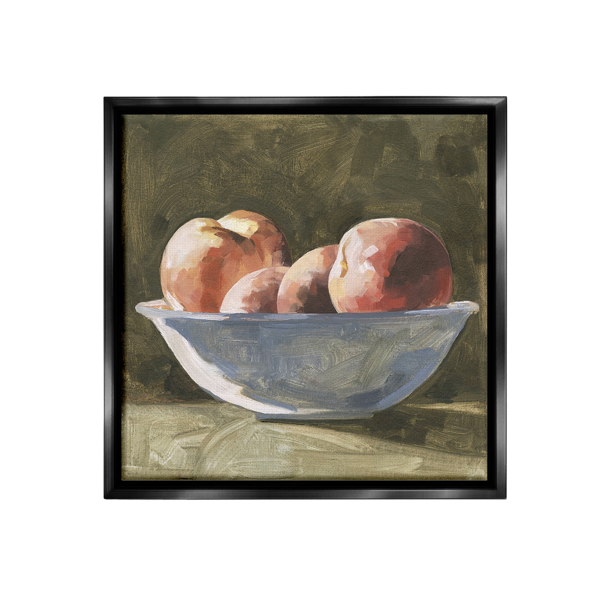 Stupell Industries Apples in Bowl Still Life Food & Beverage Painting Black Floater Framed Canvas Art Print Wall Art, 25 x 25