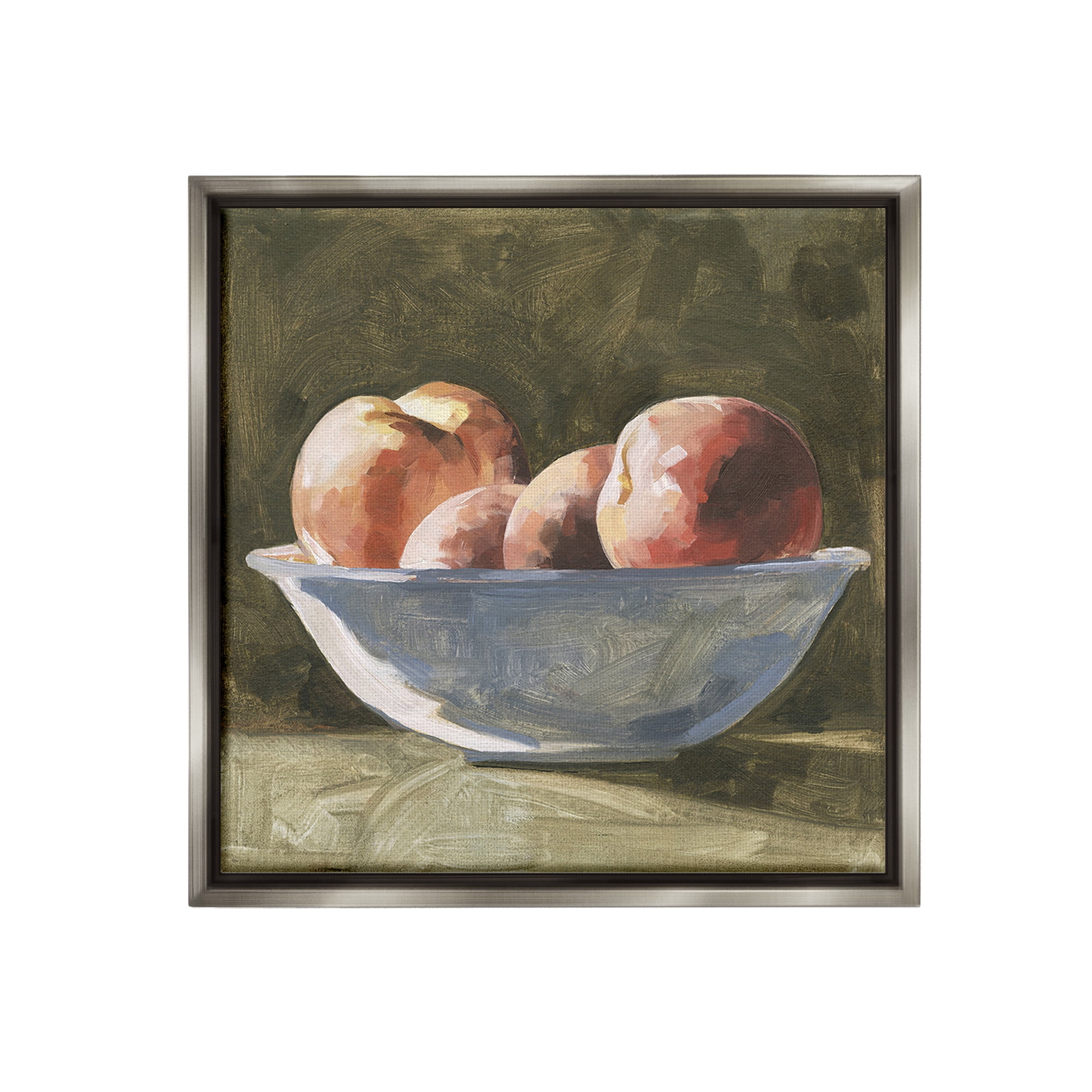 Stupell Industries Apples in Bowl Still Life Food & Beverage Painting Gray Floater Framed Canvas Art Print Wall Art, 25 x 25
