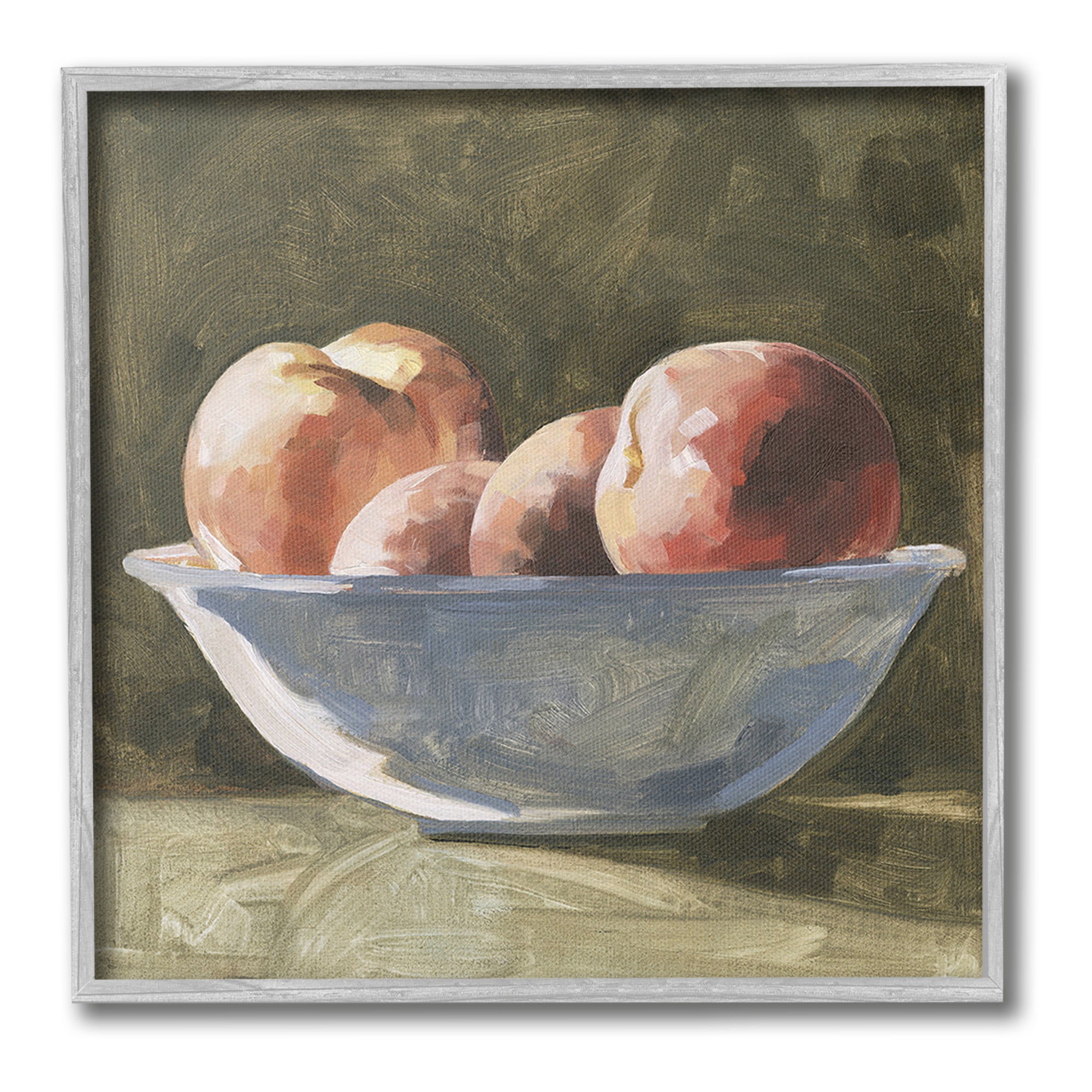 Stupell Industries Apples in Bowl Still Life Food & Beverage Painting Gray Framed Art Print Wall Art, 24 x 24