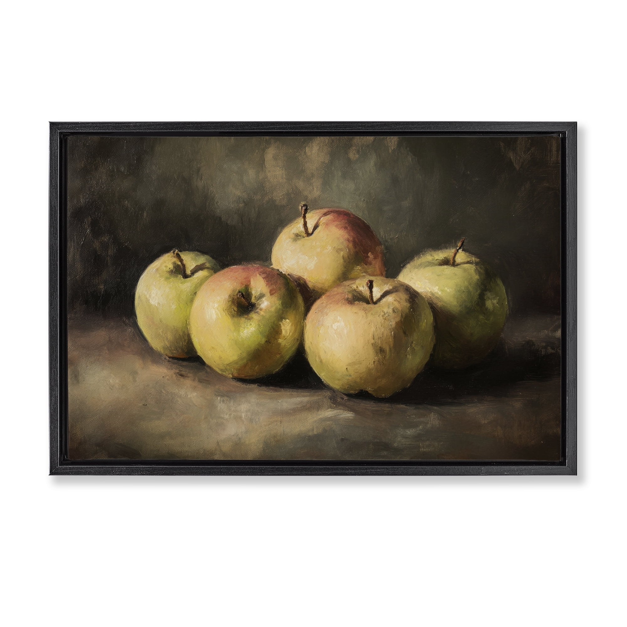 Stupell Industries Apples in Soft Shadow Black Framed Floater Canvas Wall Art, design by Petal Prints Design