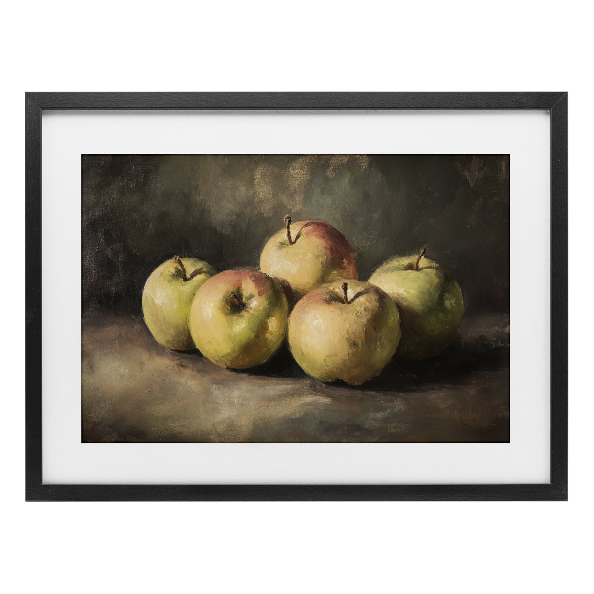 Stupell Industries Apples in Soft Shadow Black Framed Print Under Glass, design by Petal Prints Design