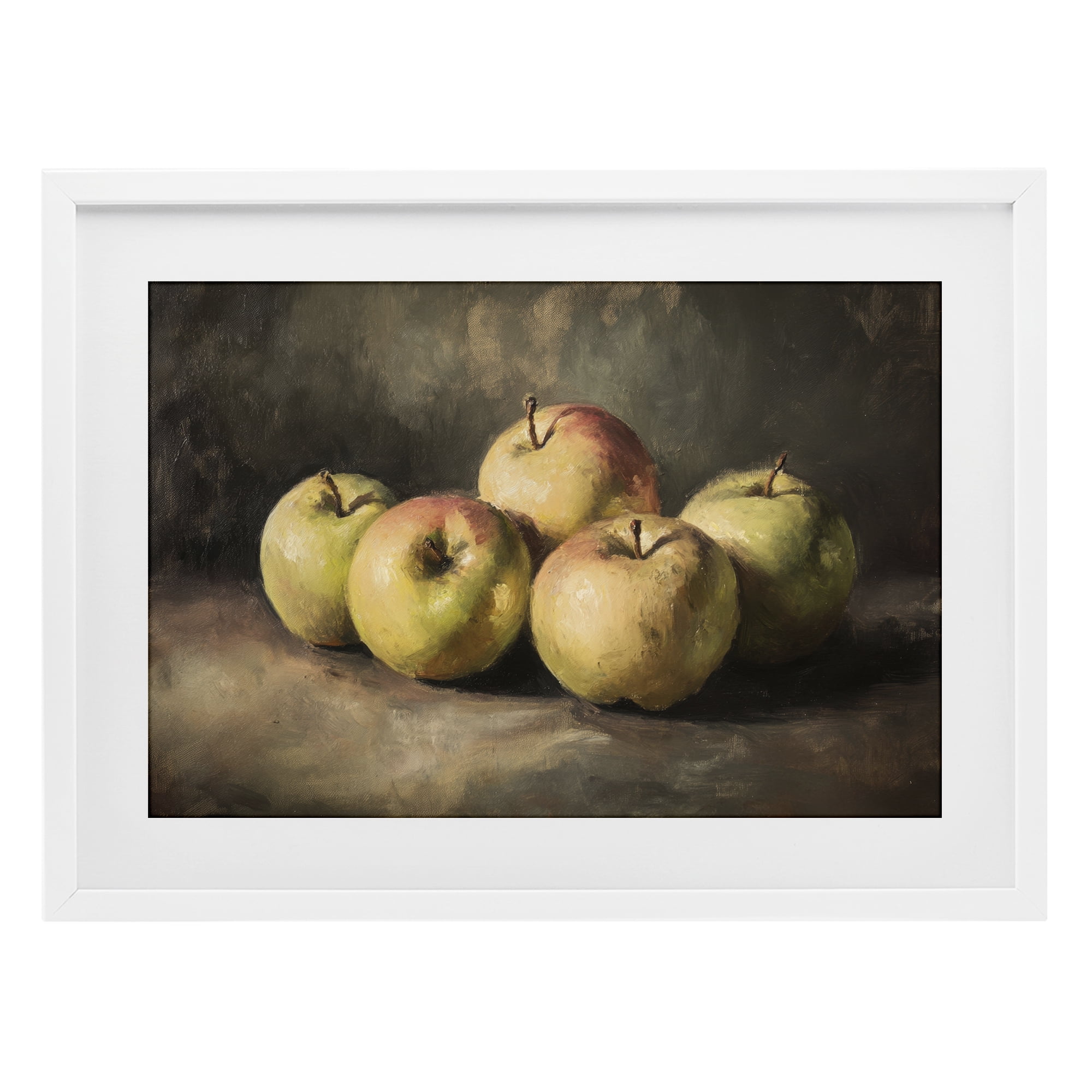 Stupell Industries Apples in Soft Shadow White Framed Print Under Glass, design by Petal Prints Design