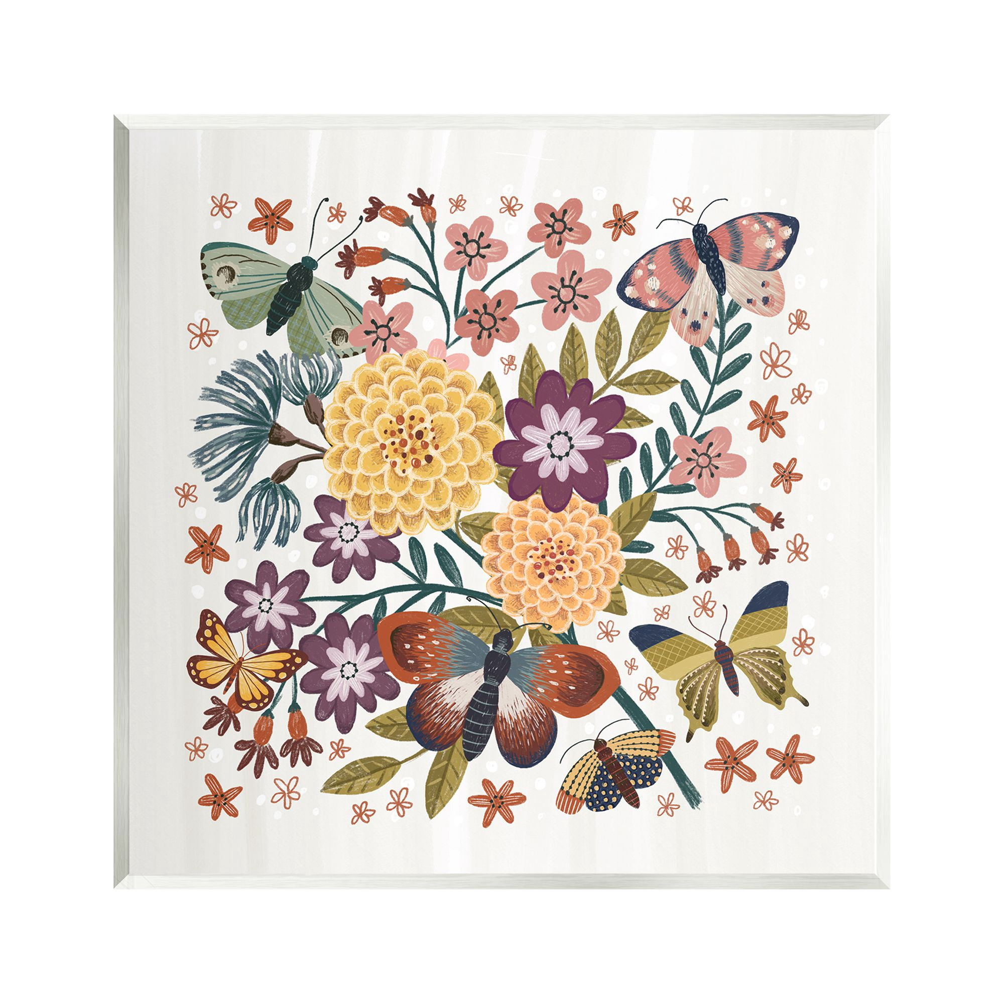 Stupell Industries Applique Pattern Florals Botanical & Floral Painting Unframed Art Print Wall Art, 12 x 12