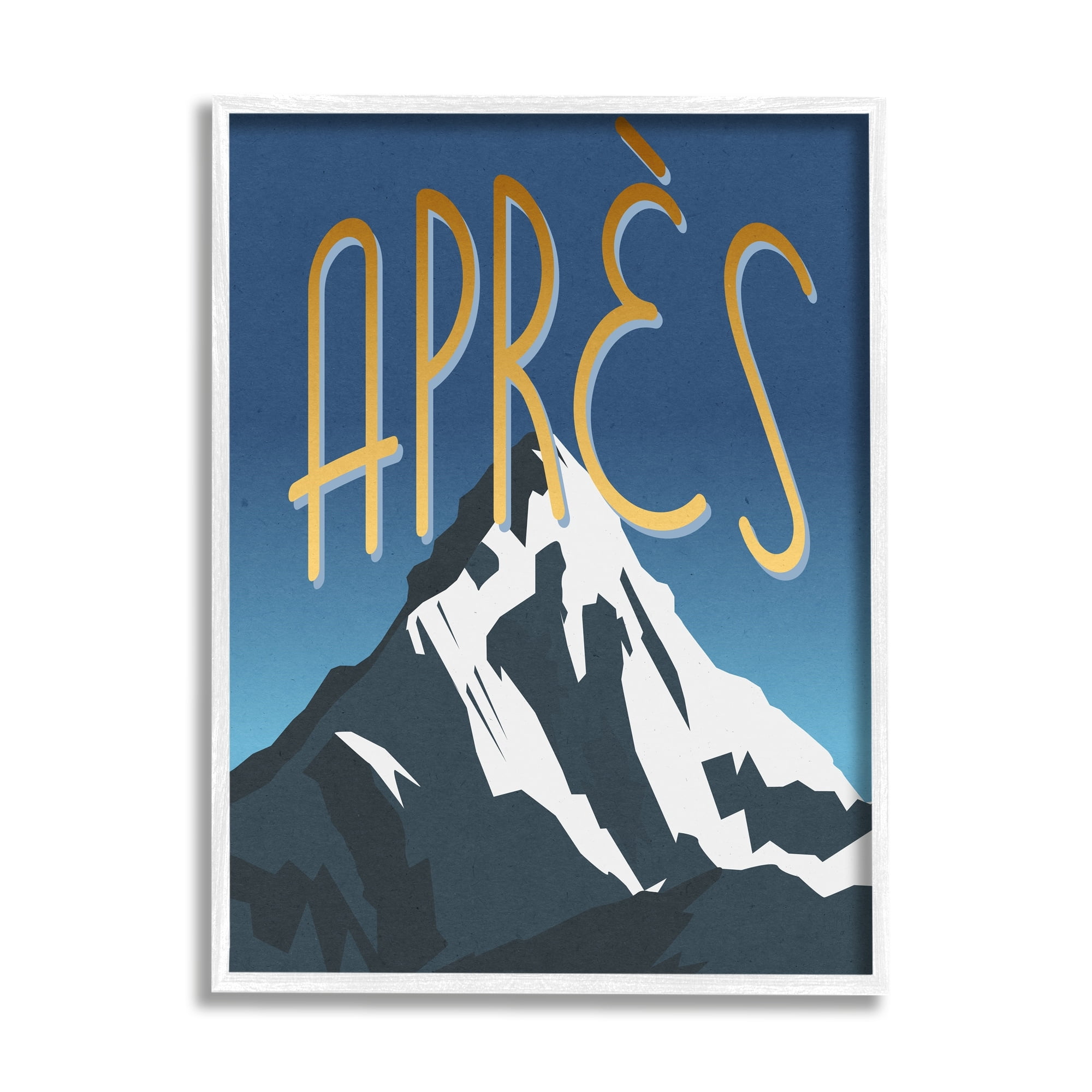 Stupell Industries Après Mountain Ski Sport Winter Landmark Blue Grey, 16 x 20, Design by Daphne Polselli