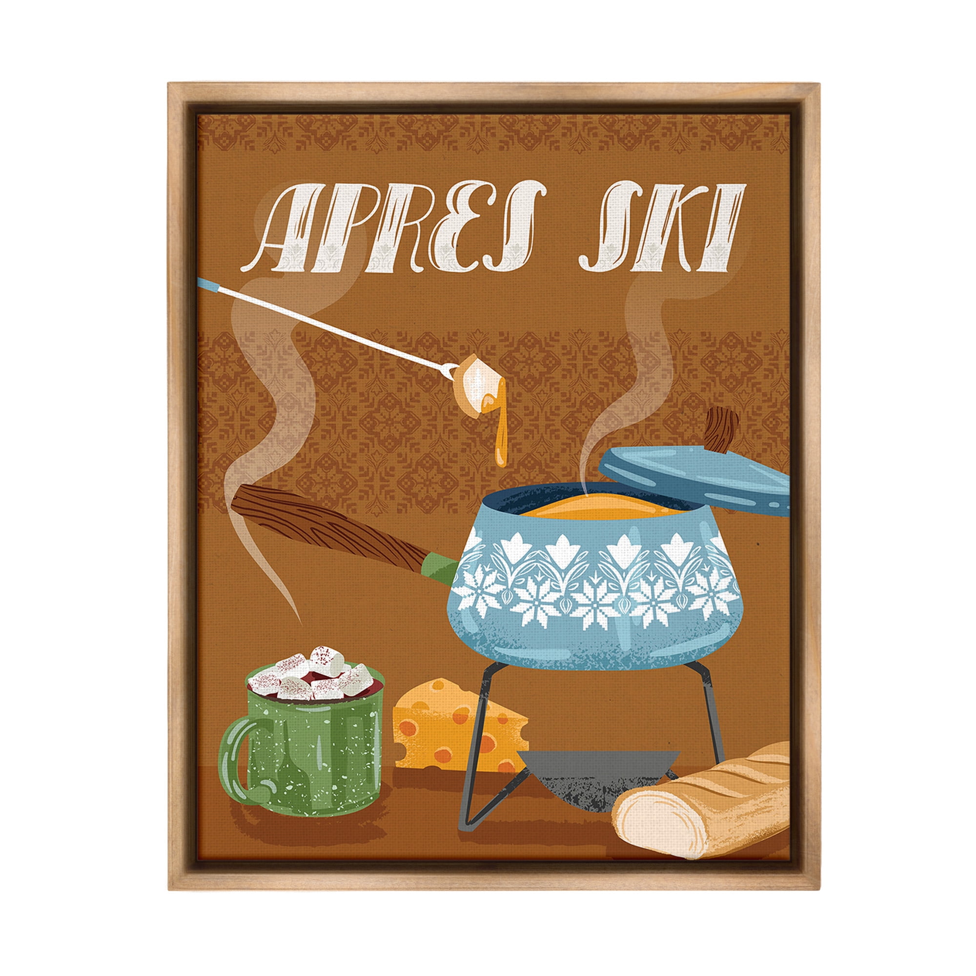 Stupell Industries Après Ski Warm Meal Food & Beverage Painting Brown Floater Framed Canvas Art Print Wall Art, 17 x 21