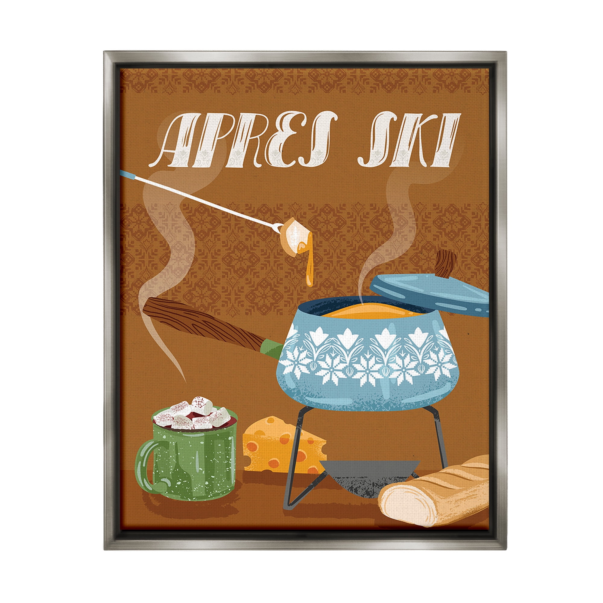 Stupell Industries Après Ski Warm Meal Food & Beverage Painting Gray Floater Framed Canvas Art Print Wall Art, 17 x 21