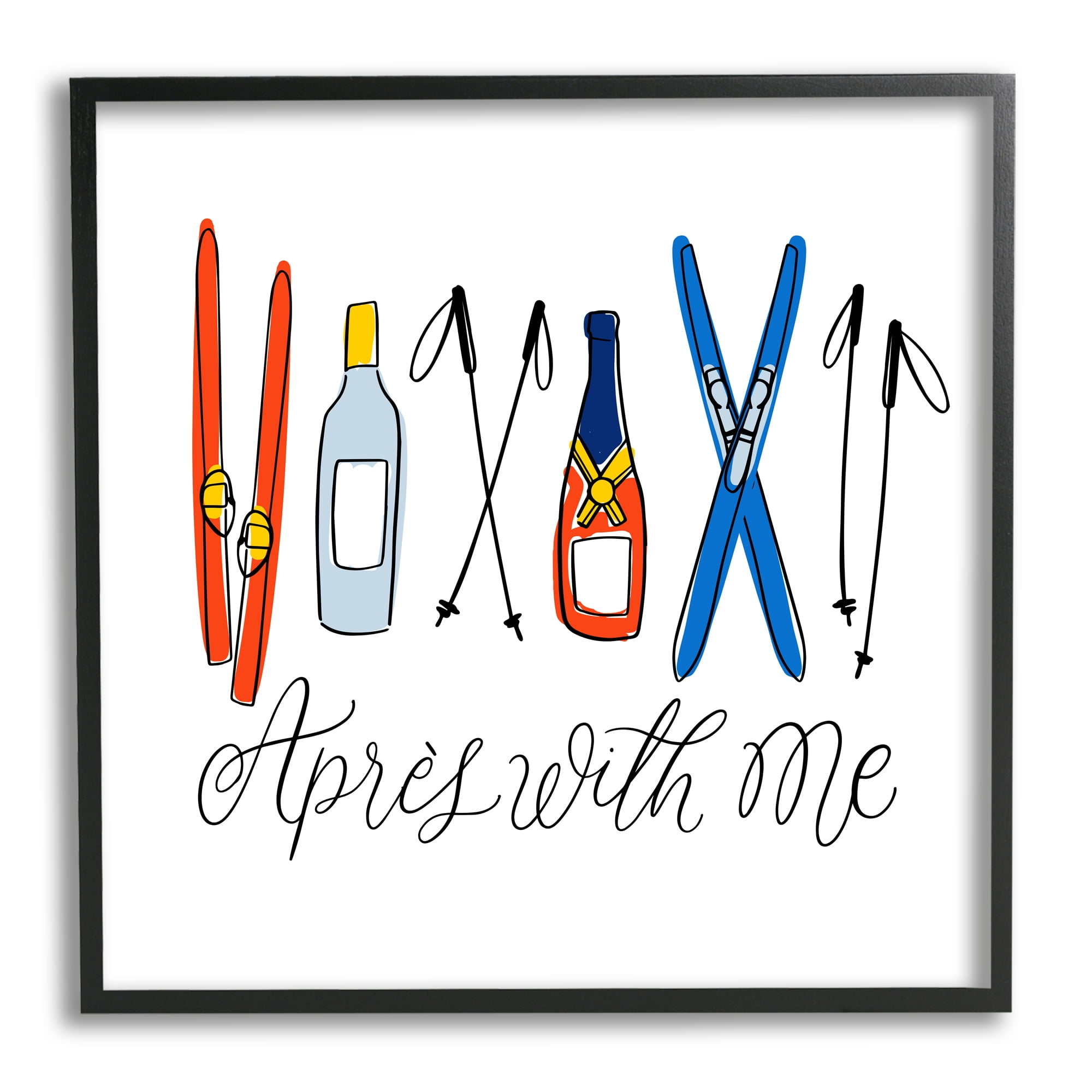 Stupell Industries Après With Me Skiing & Liquor Religious Painting Black Framed Art Print Wall Art