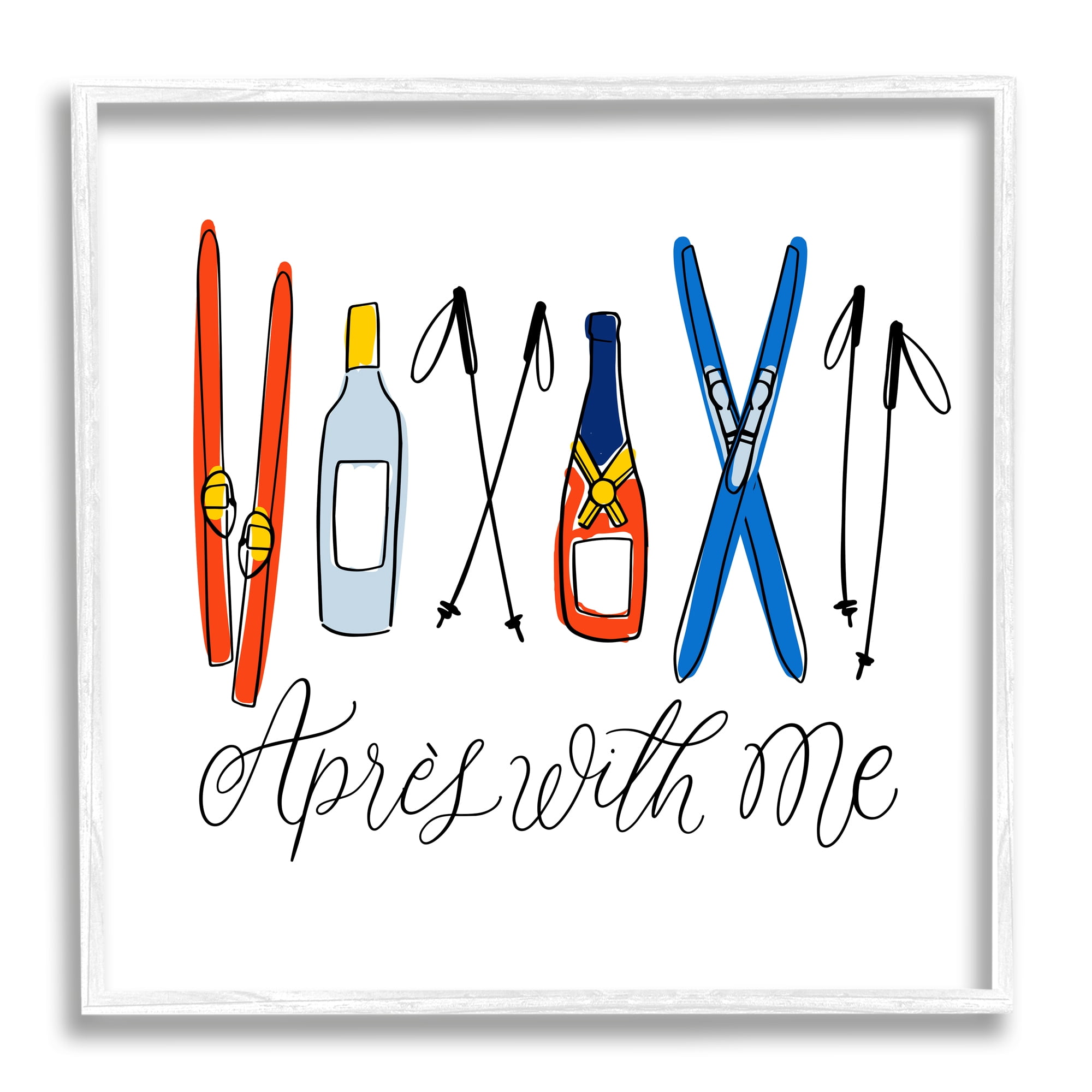 Stupell Industries Après With Me Skiing & Liquor Religious Painting White Framed Art Print Wall Art