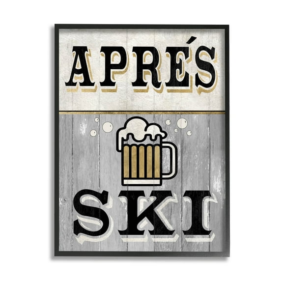 Stupell Industries Apres Ski Beer Brew Graphic Art Black Framed Art Print Wall Art, Design by Livi Finn
