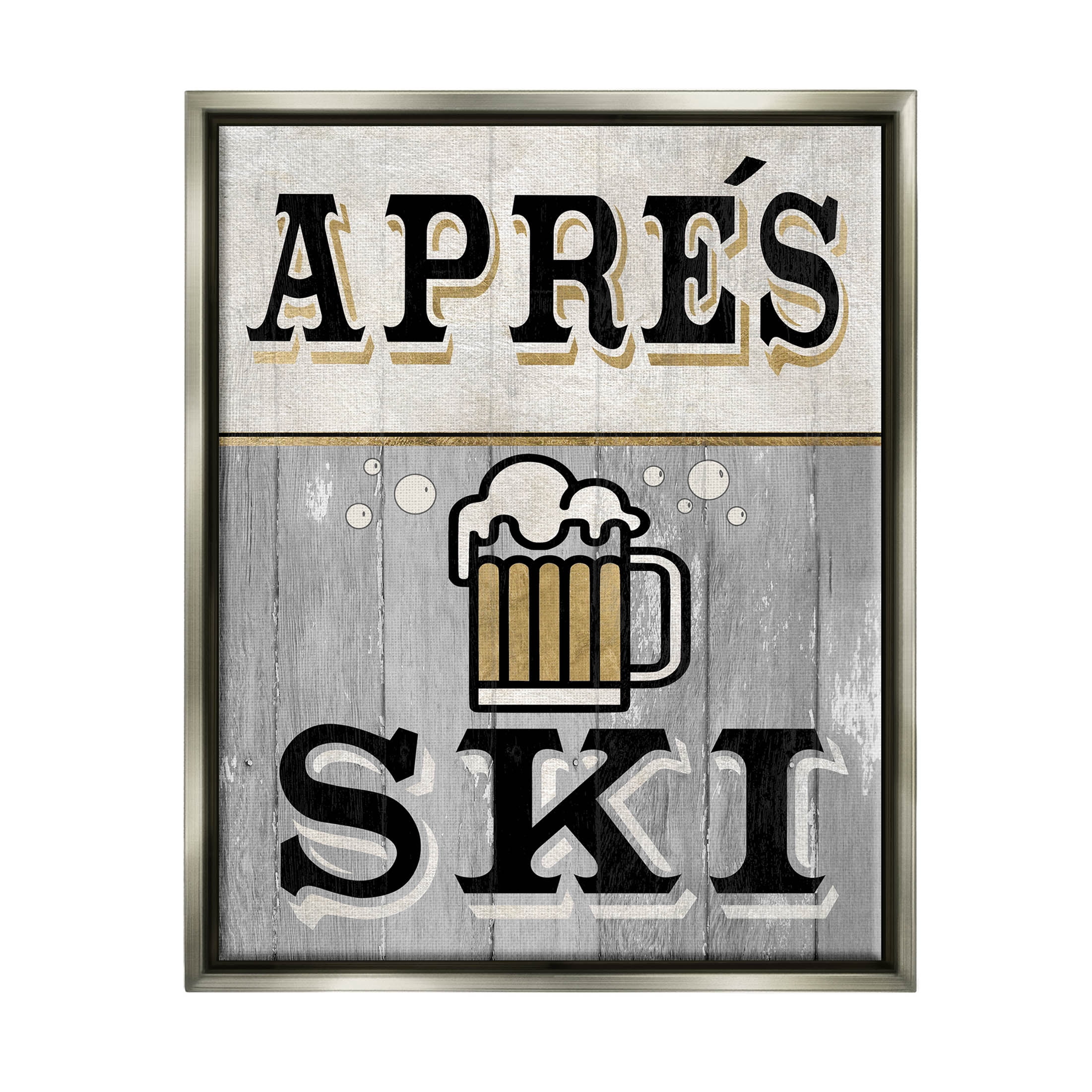 Stupell Industries Apres Ski Beer Brew Graphic Art Luster Gray Floating Framed Canvas Print Wall Art, Design by Livi Finn