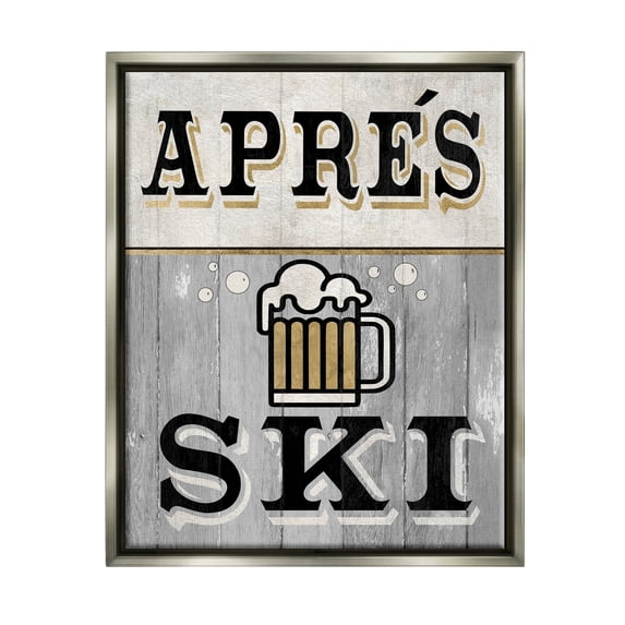 Stupell Industries Apres Ski Beer Brew Graphic Art Luster Gray Floating Framed Canvas Print Wall Art, Design by Livi Finn