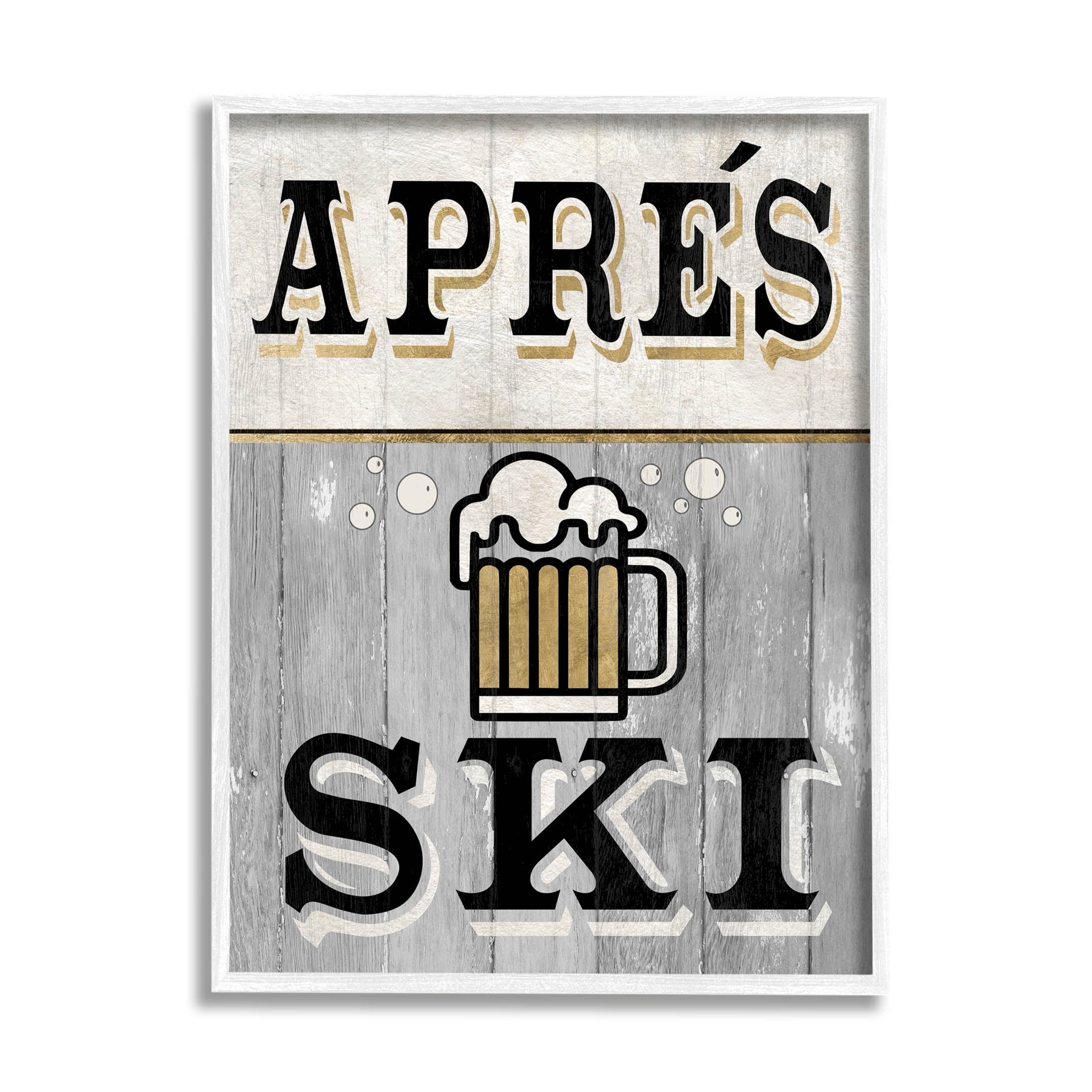 Stupell Industries Apres Ski Beer Brew Graphic Art White Framed Art Print Wall Art, Design by Livi Finn