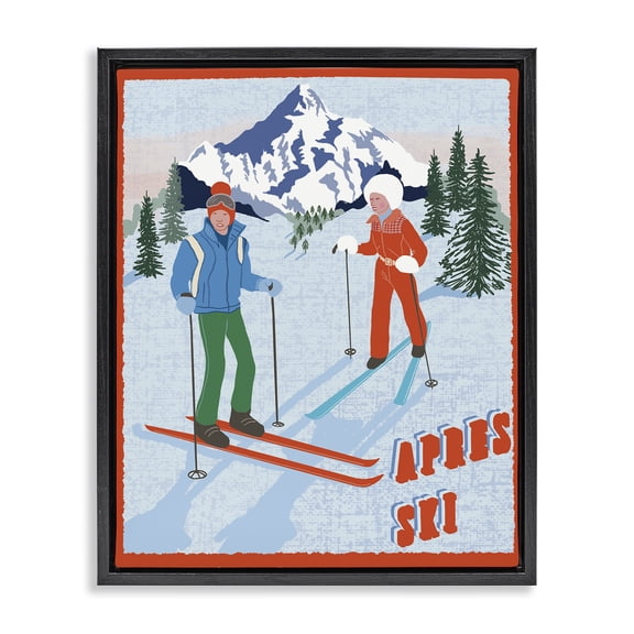 Stupell Industries Eclectic Apres Ski Winter Fun Black Floating Frame Canvas Art, 17 x 21, by Jo Reid