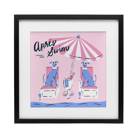Stupell Industries Apres Swim Greyhounds Black Framed Print Under Glass design by Krissy Mast, 13 x 13