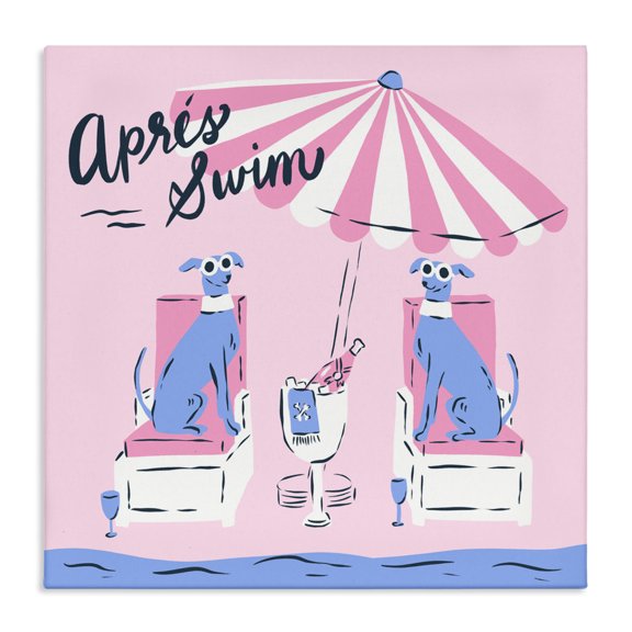 Stupell Industries Apres Swim Greyhounds Canvas Wall Art design by Krissy Mast, 17 x 17