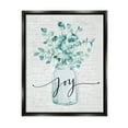 thumbnail image 1 of Stupell Industries Aqua Blue Plant Leaves In Jar Joy Text Design Metallic Gold Framed Floating Canvas Wall Art, 24x30, by Lettered and Lined, 1 of 6