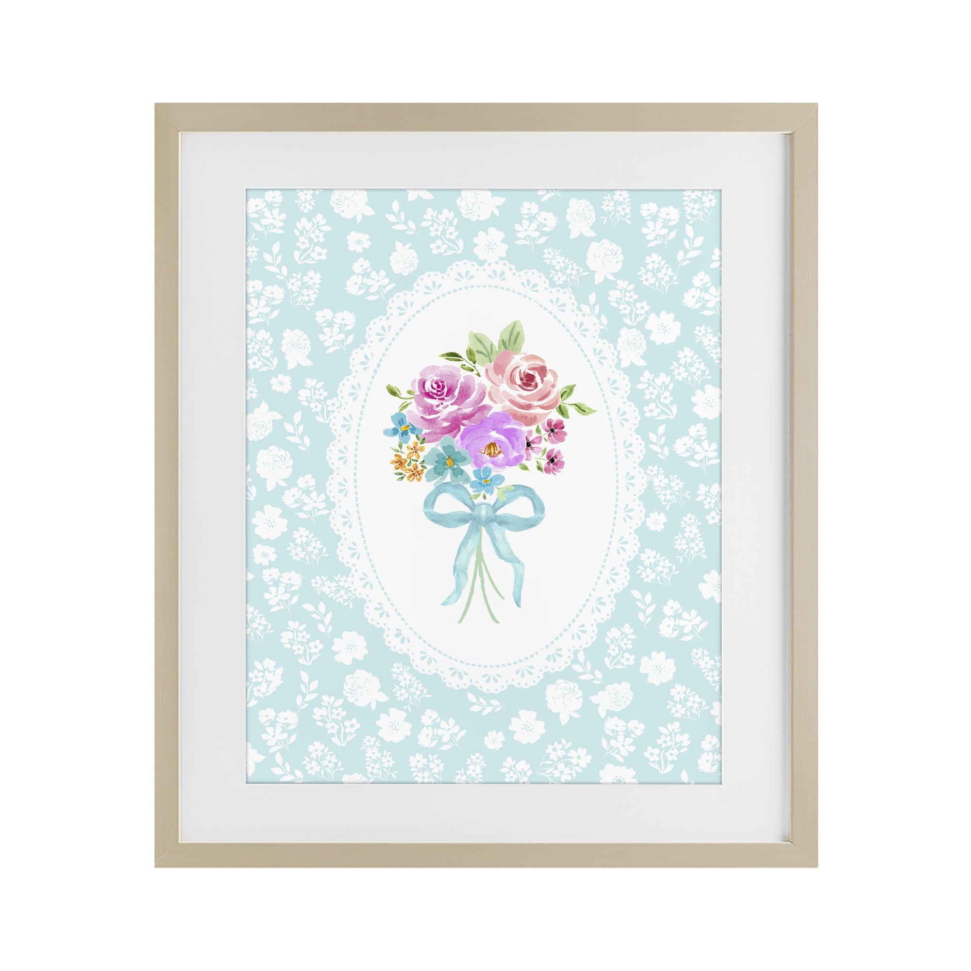 Stupell Industries Aqua Feminine Bouquet Birch Framed Print Under Glass, design by Corinne Haig