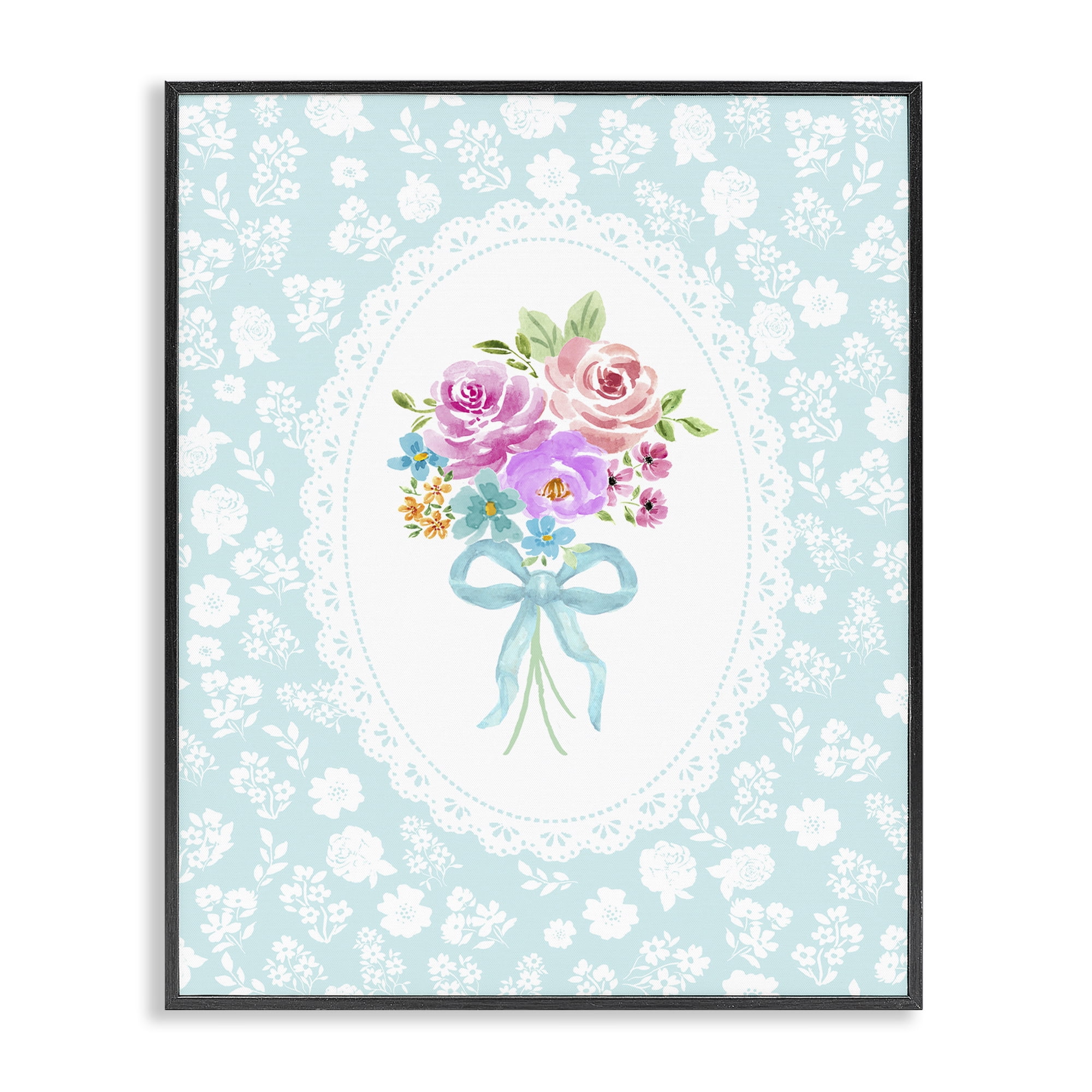 Stupell Industries Aqua Feminine Bouquet Black Framed Giclee Art, design by Corinne Haig