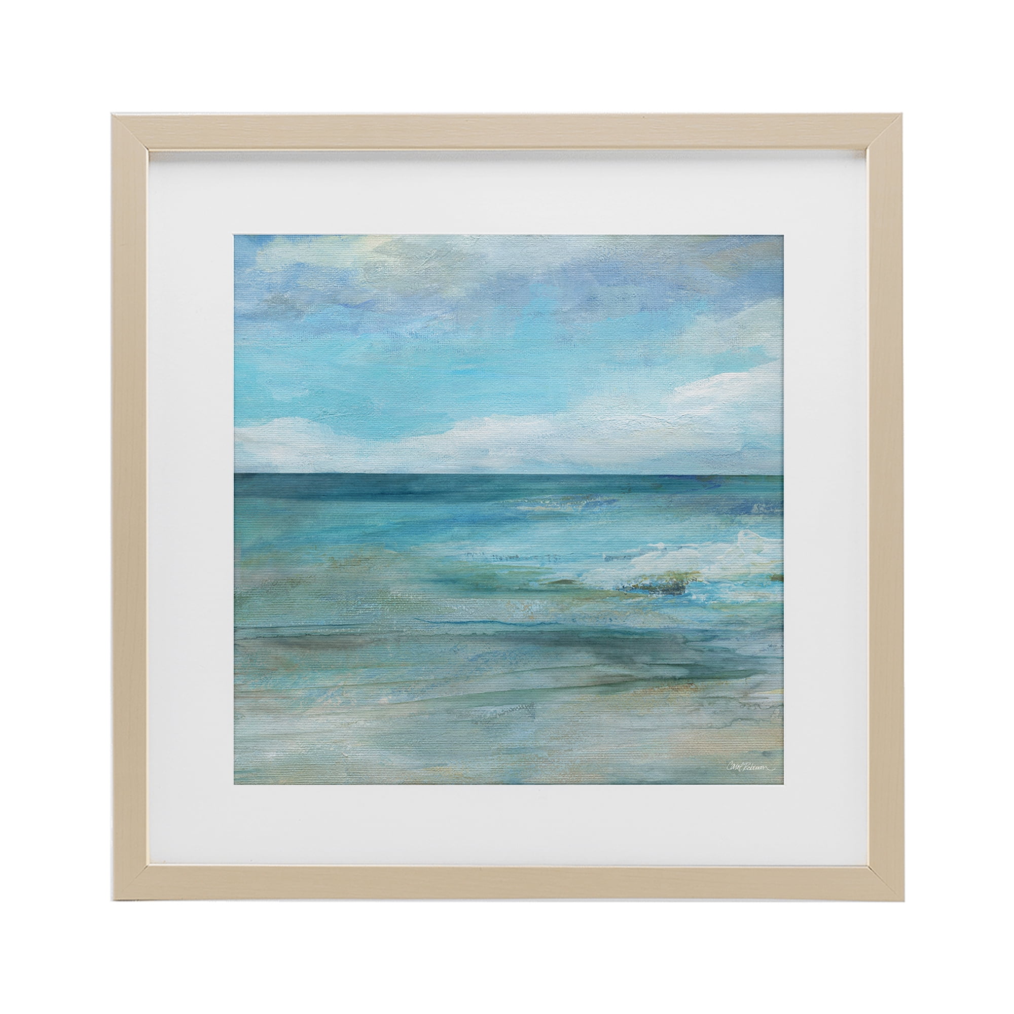 Stupell Industries Aqua Ocean Horizon Abstract Birch Framed Print Under Glass, design by Carol Robinson