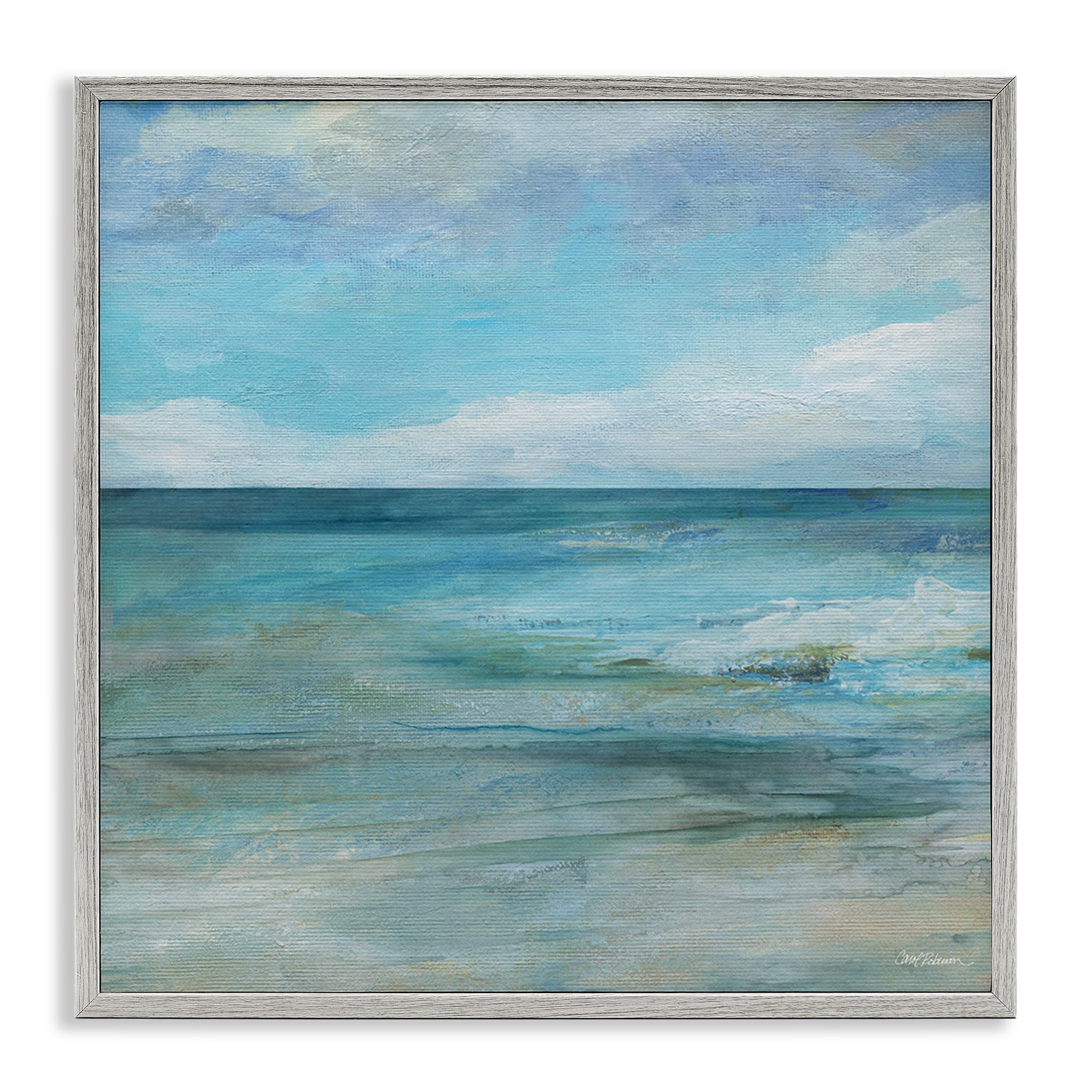Stupell Industries Aqua Ocean Horizon Abstract Gray Framed Giclee Art, design by Carol Robinson