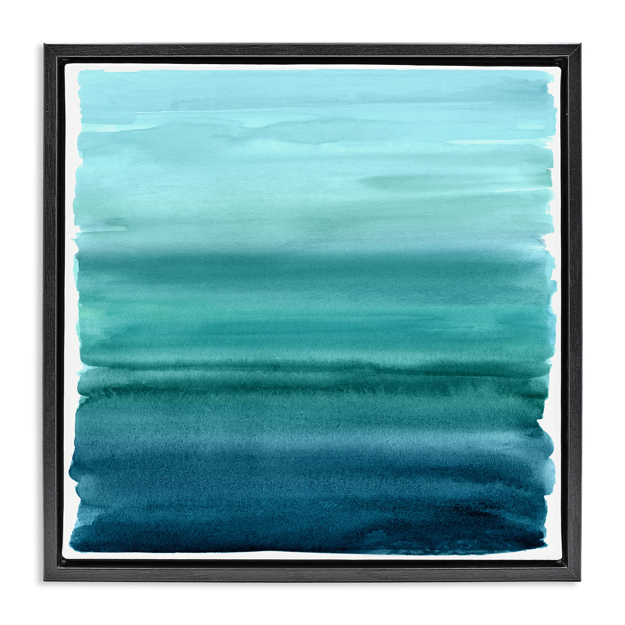 Stupell Industries Aqua Ombre Gradient Black Framed Floater Canvas Wall Art, design by Allie Corbin