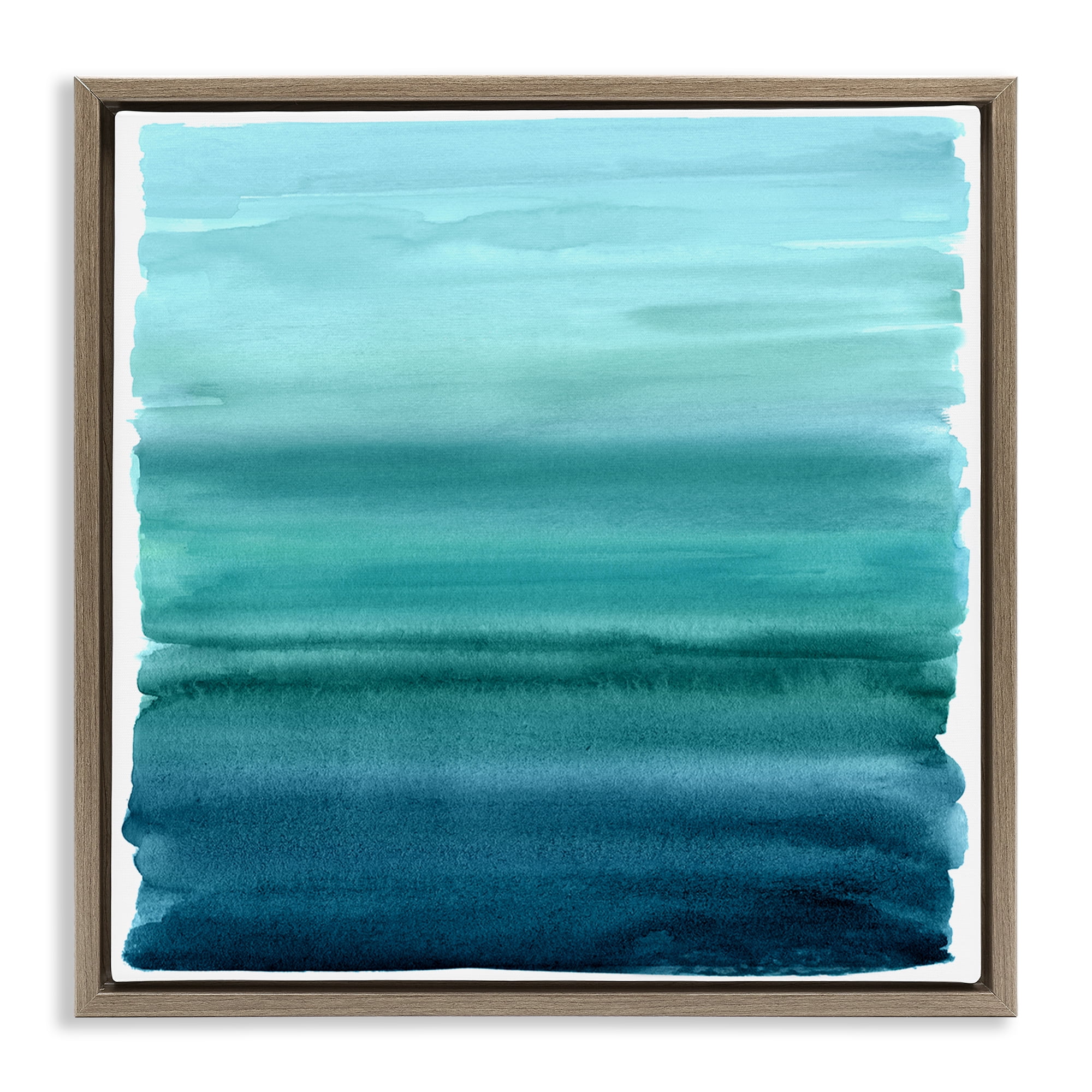 Stupell Industries Aqua Ombre Gradient Brown Framed Floater Canvas Wall Art, design by Allie Corbin