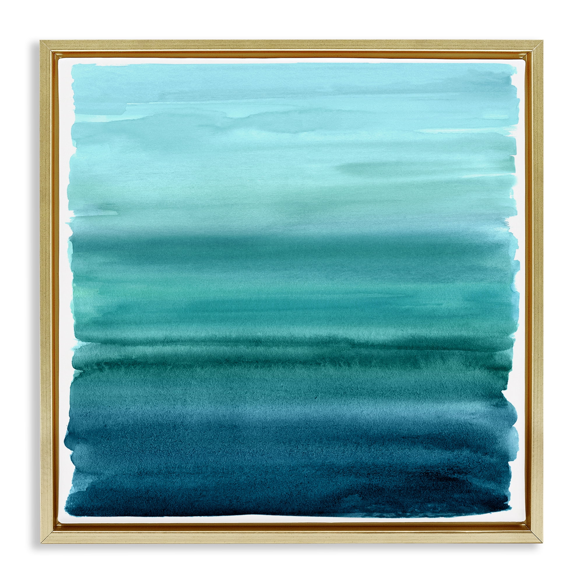 Stupell Industries Aqua Ombre Gradient Gold Framed Floater Canvas Wall Art, design by Allie Corbin