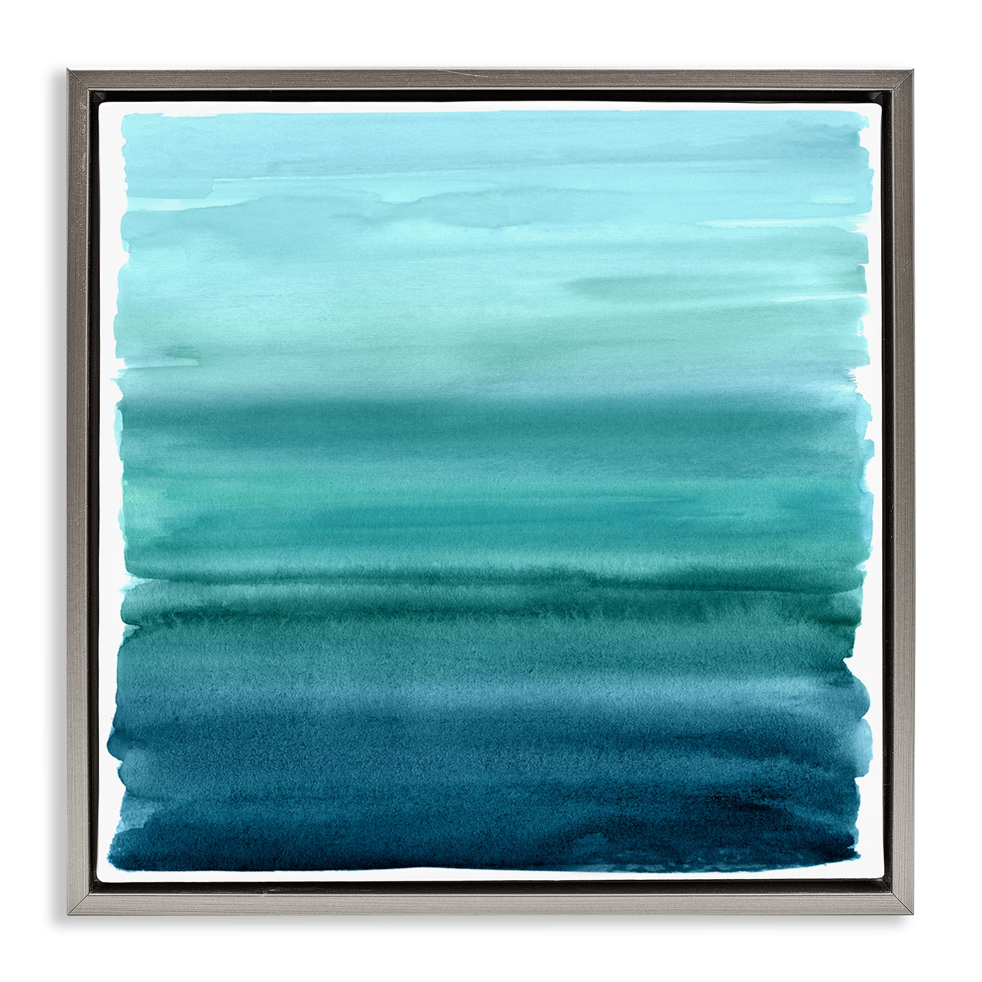 Stupell Industries Aqua Ombre Gradient Gray Framed Floater Canvas Wall Art, design by Allie Corbin