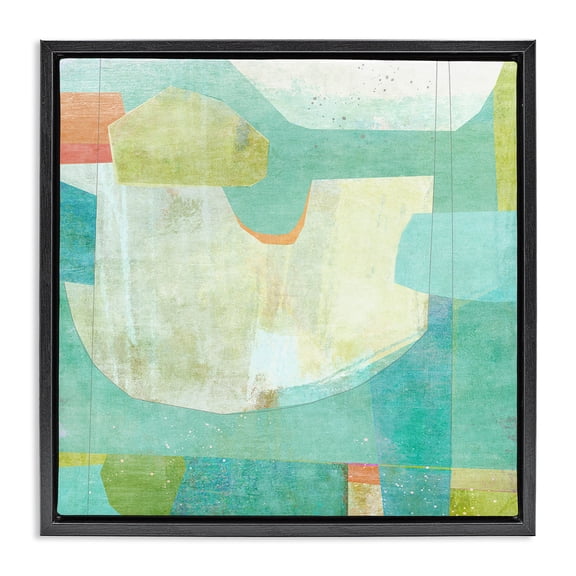 Stupell Industries Aqua Pool Abstraction Black Framed Floater Canvas Wall Art design by Suzanne Nicoll, 18 x 18