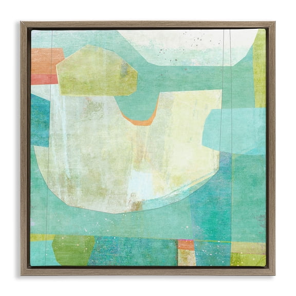 Stupell Industries Aqua Pool Abstraction Brown Framed Floater Canvas Wall Art design by Suzanne Nicoll, 25 x 25