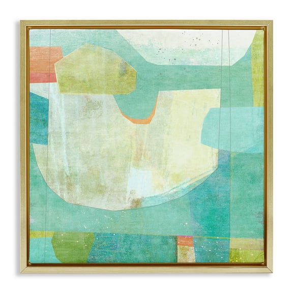 Stupell Industries Aqua Pool Abstraction Gold Framed Floater Canvas Wall Art design by Suzanne Nicoll, 25 x 25
