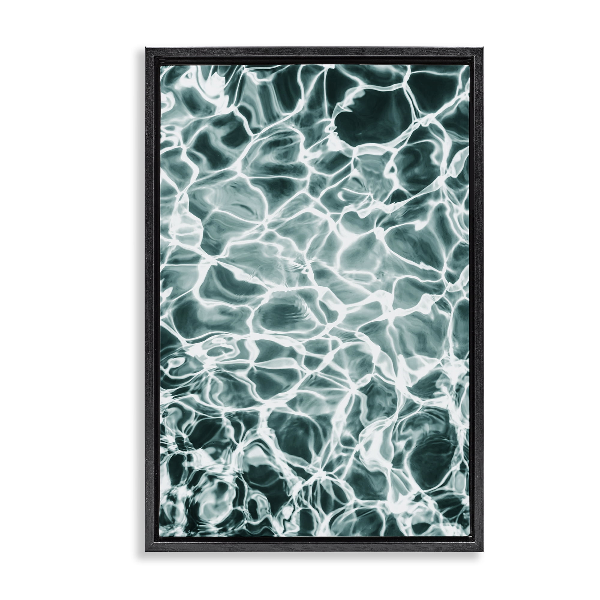 Stupell Industries Aqua Ripple Pattern Coastal Painting Black Floater Framed Canvas Art Print Wall Art, 21 x 31