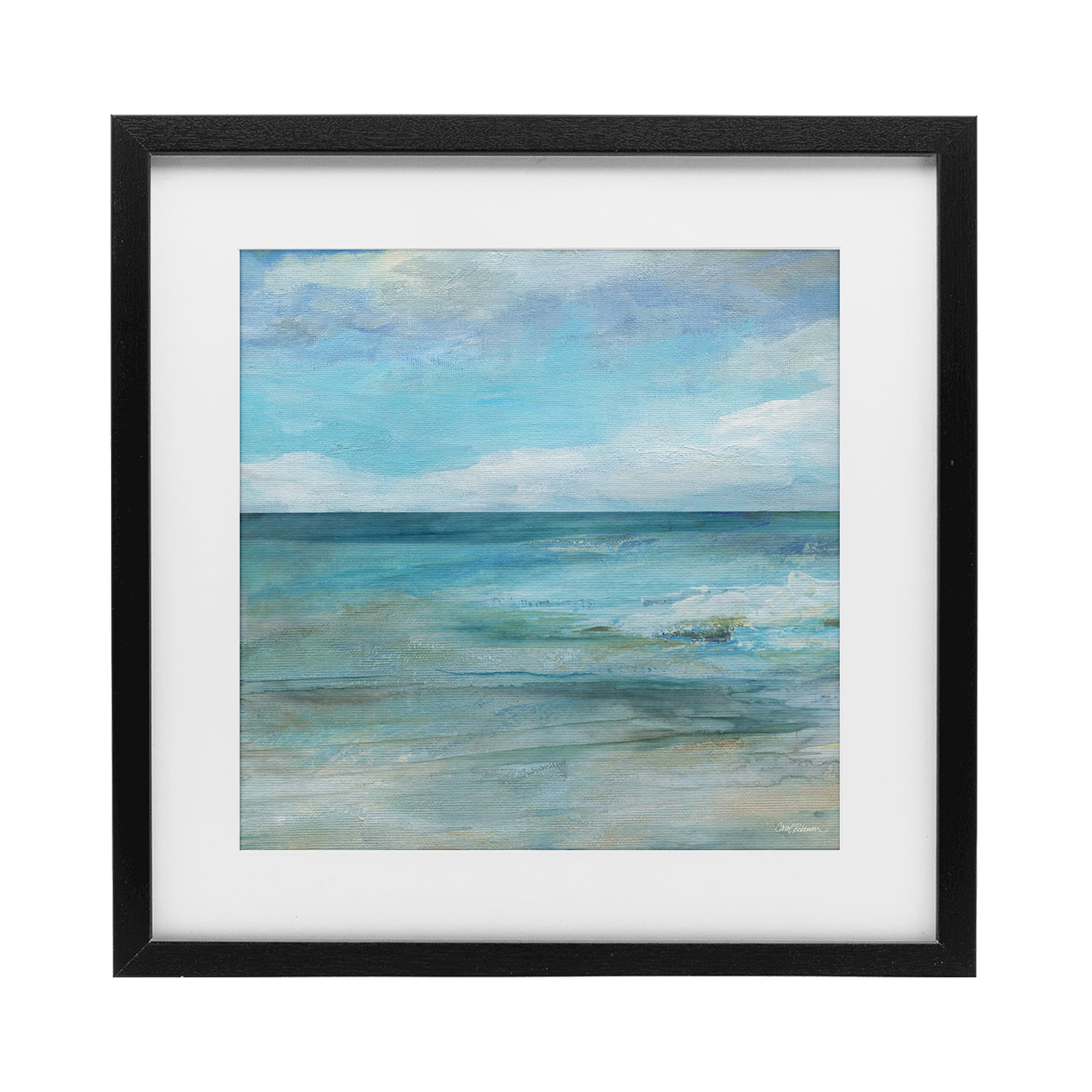 Stupell Industries Aqua Seascape Tranquility Black Framed Print Under Glass, design by Carol Robinson