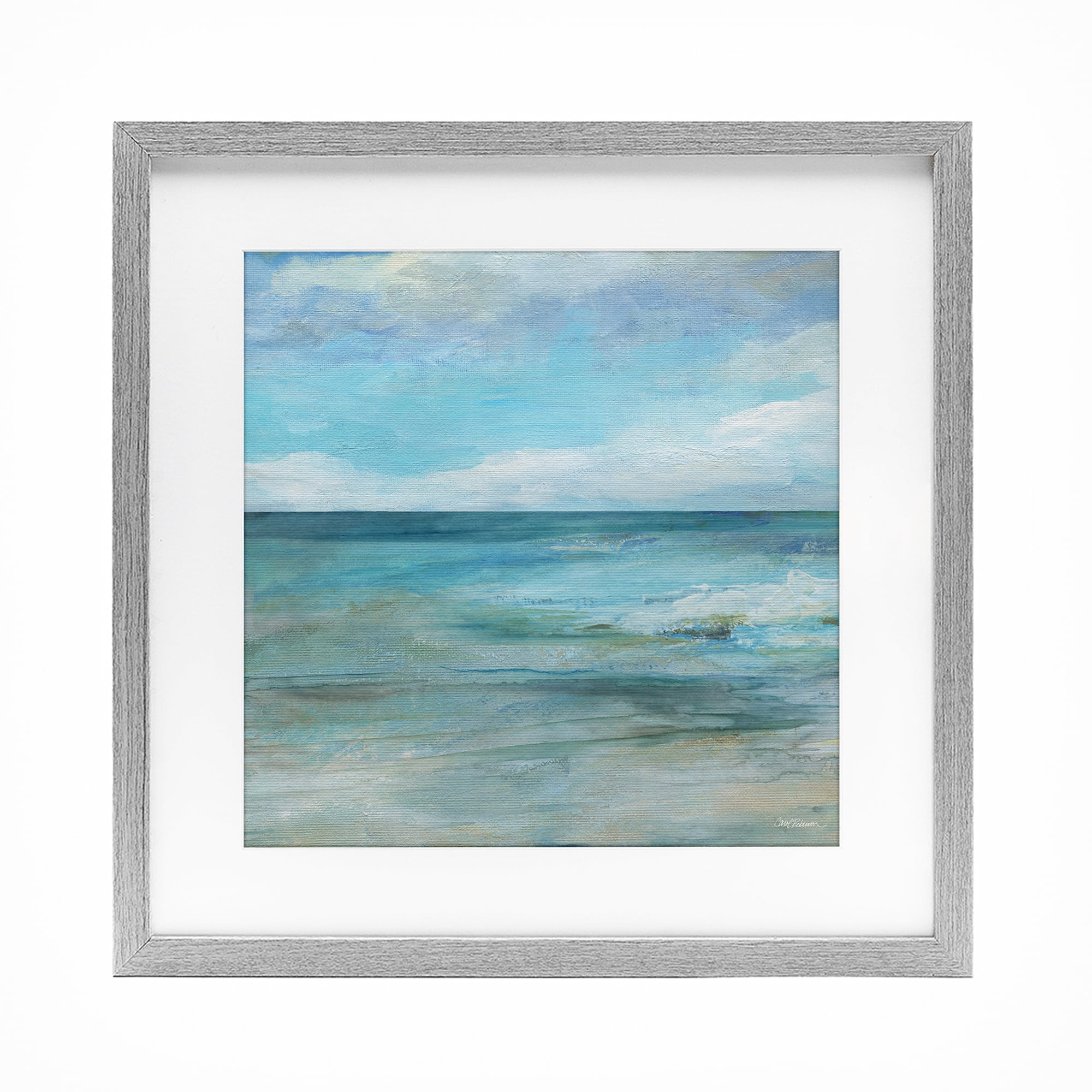 Stupell Industries Aqua Seascape Tranquility Gray Framed Print Under Glass, design by Carol Robinson
