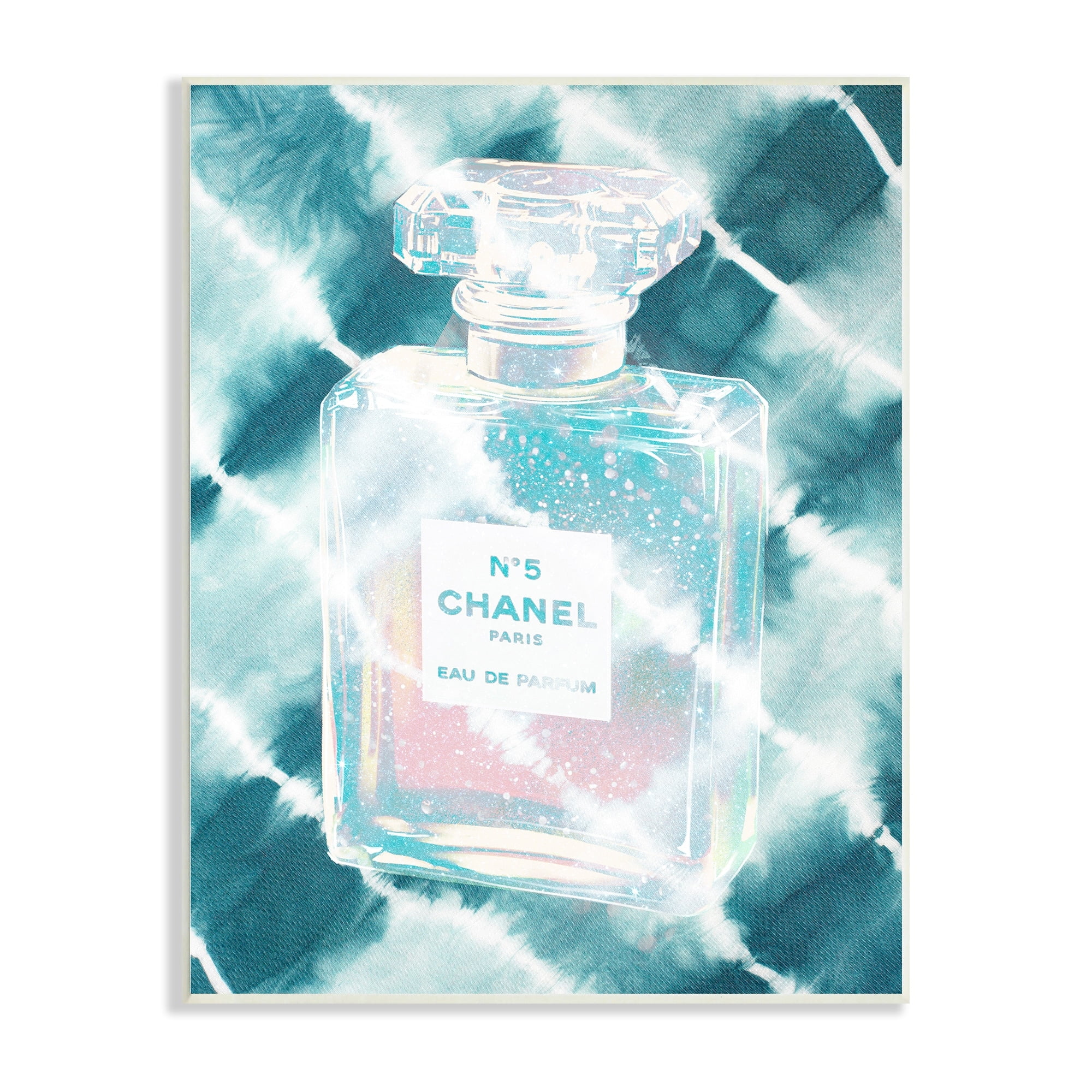 Stupell Industries Aquamarine Perfume Bottle Summer Water Bubbles Tie Dye Background,10 x 15, Design by Ziwei Li