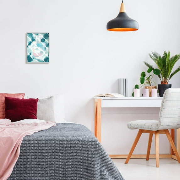 Stupell Industries Aquamarine Perfume Bottle Summer Water Bubbles Tie Dye Background,11 x 14, Design by Ziwei Li