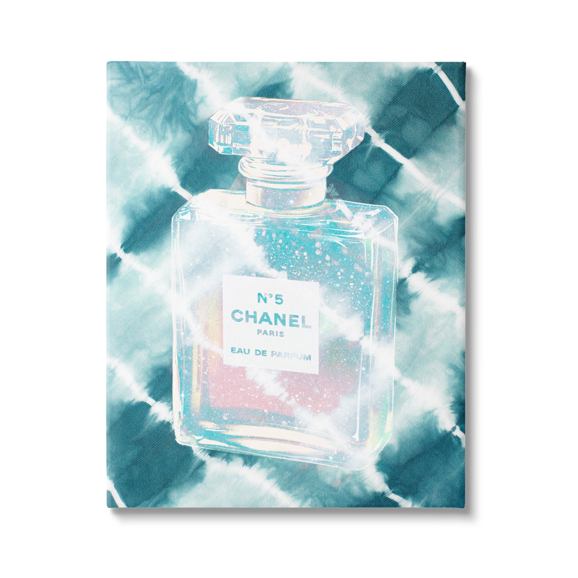 Stupell Industries Aquamarine Perfume Bottle Summer Water Bubbles Tie Dye Background,36 x 48, Design by Ziwei Li