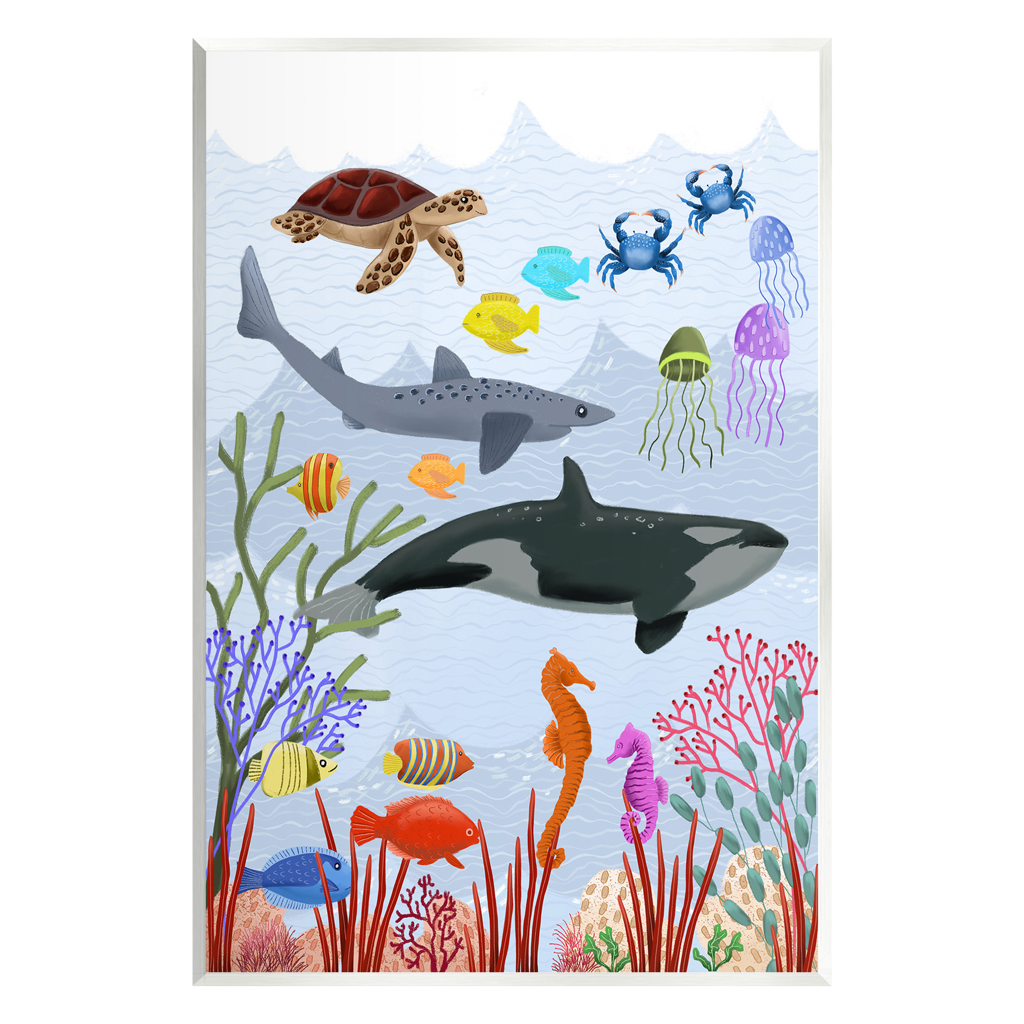 Stupell Industries Aquatic Animals Underwater Animals & Insects Painting Unframed Art Print Wall Art, 13 x 19