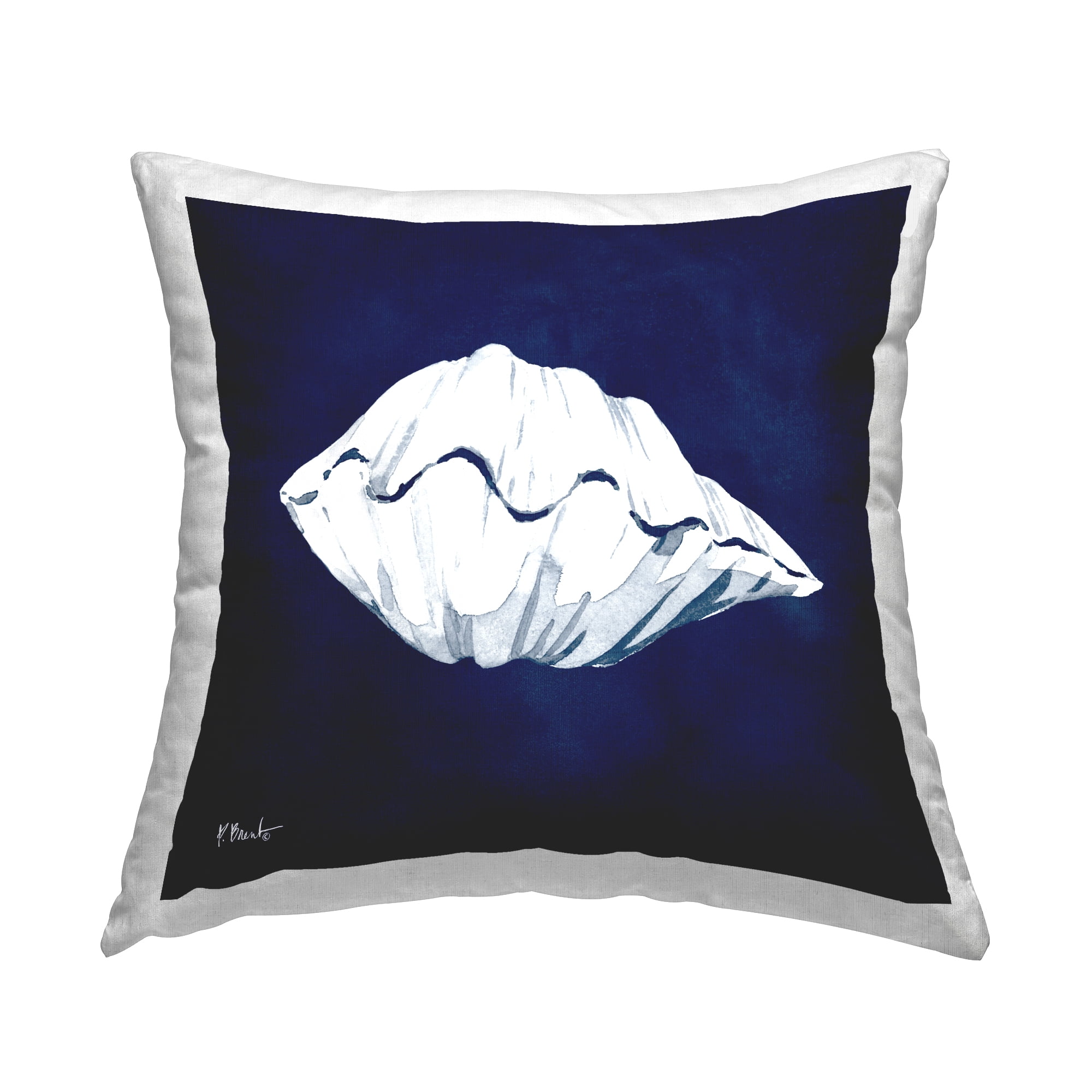 Stupell Industries Aquatic Blue Clam Shell Ocean Life Design by Paul Brent Throw Pillow