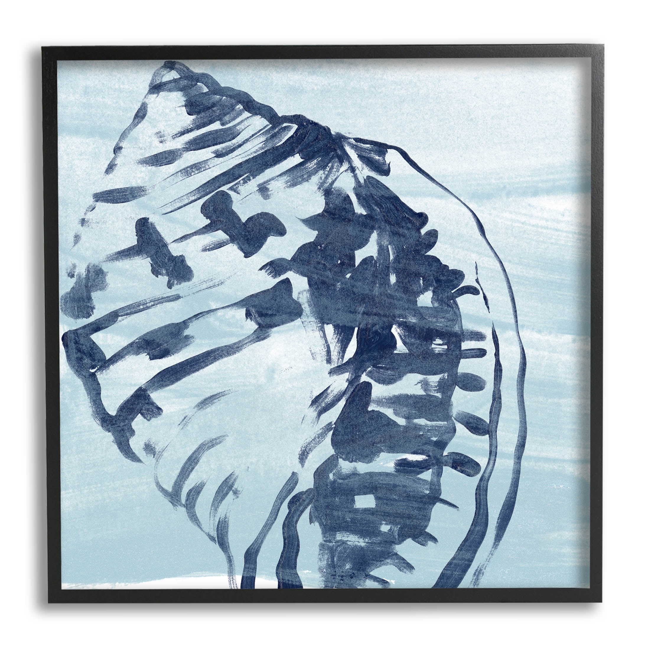 Stupell Industries Aquatic Blue Seashell Motif Graphic Art Black Framed Art Print Wall Art, Design by June Erica Vess