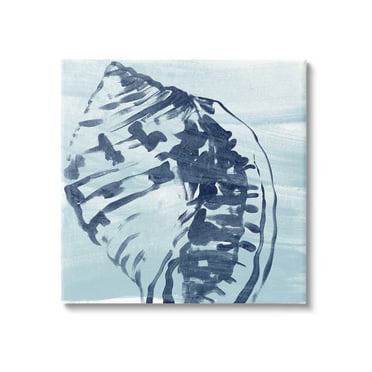 Stupell Industries Aquatic Blue Seashell Motif Graphic Art Gallery Wrapped Canvas Print Wall Art, Design by June Erica Vess