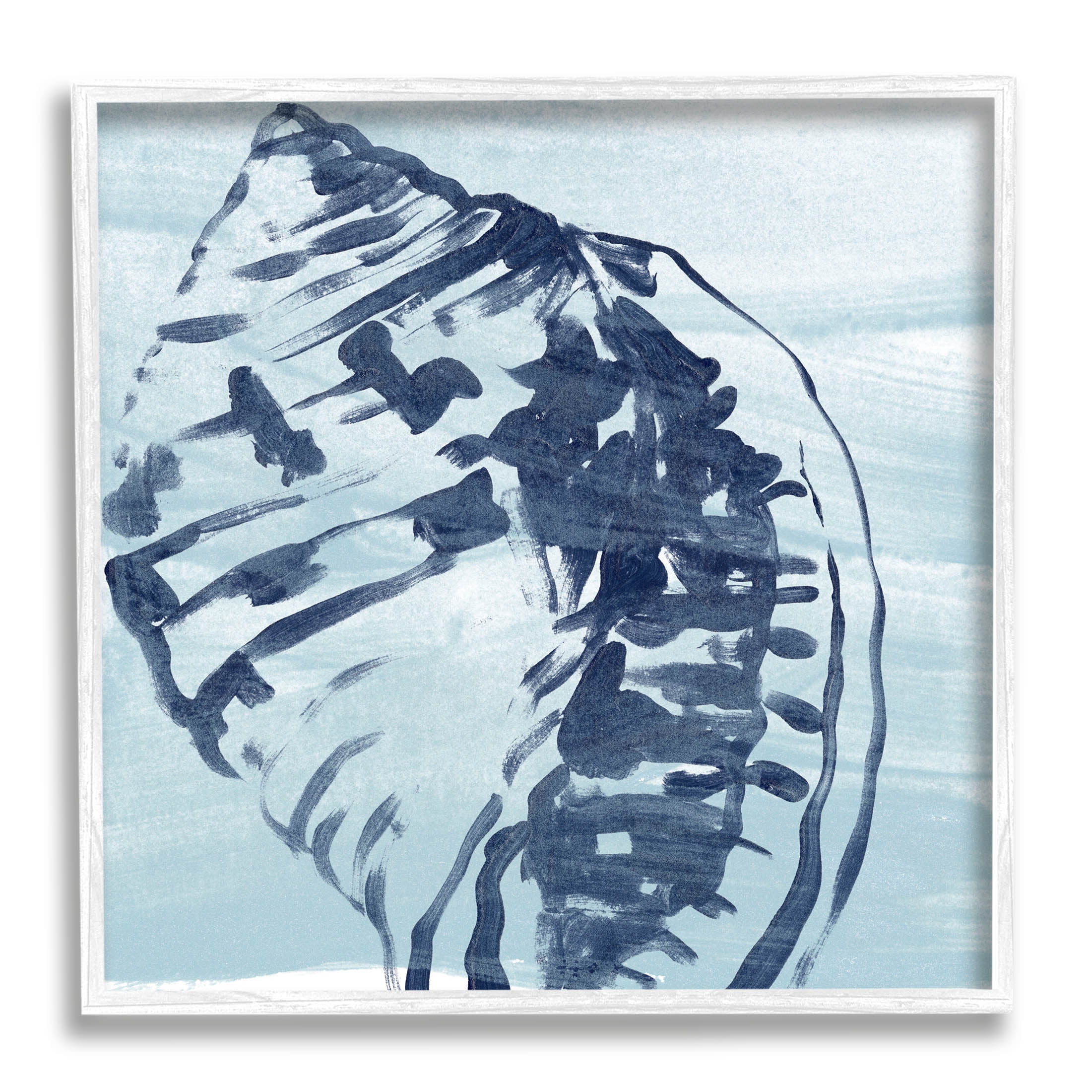 Stupell Industries Aquatic Blue Seashell Motif Graphic Art White Framed Art Print Wall Art, Design by June Erica Vess
