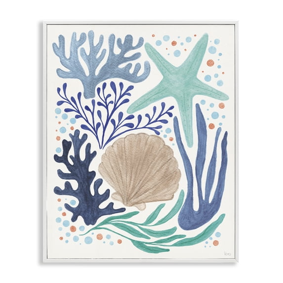Stupell Industries Aquatic Coastal Currents Nautical & Beach Painting White Framed Art Print Wall Art, 16 x 20