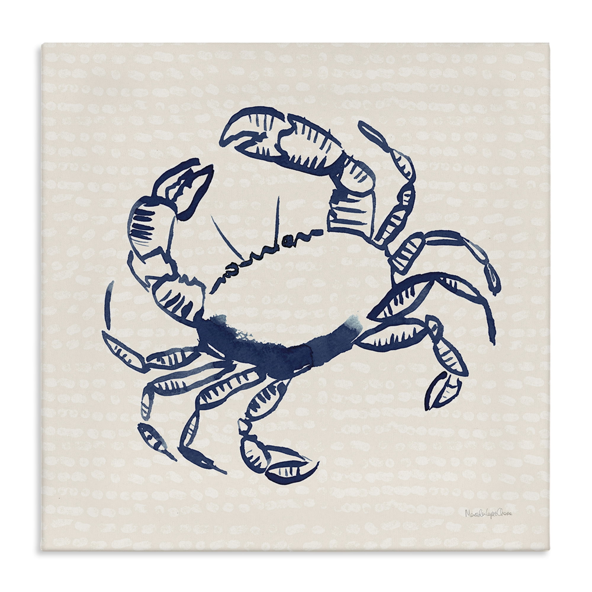 Stupell Industries Aquatic Crab on Beige Animals & Insects Painting Gallery Wrapped Canvas Art Print Wall Art, 17 x 17