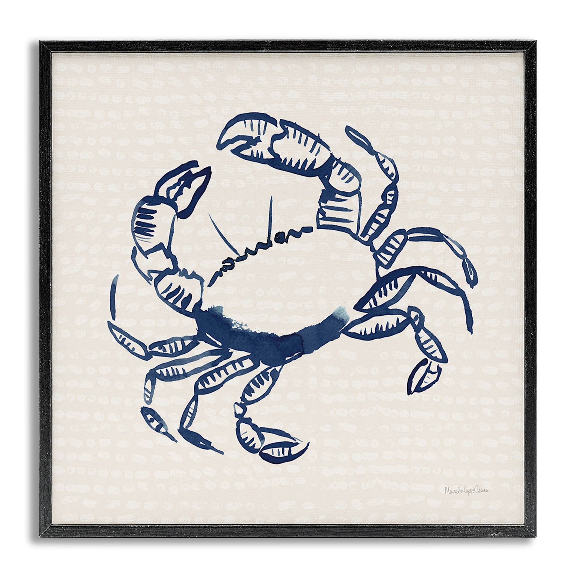 Stupell Industries Aquatic Crab on Beige Animals & Insects Painting Gray Framed Art Print Wall Art, 12 x 12