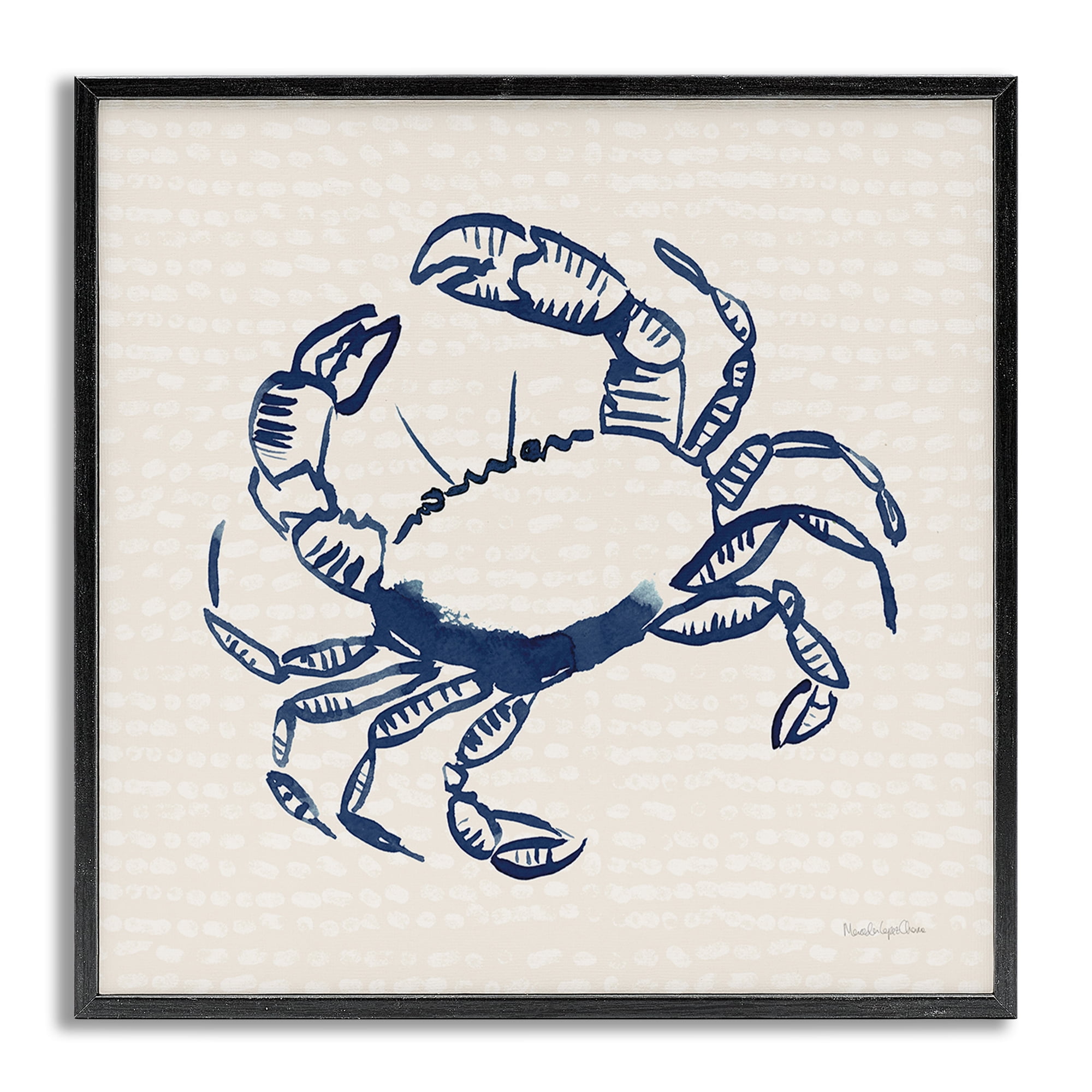 Stupell Industries Aquatic Crab on Beige Animals & Insects Painting Gray Framed Art Print Wall Art, 24 x 24