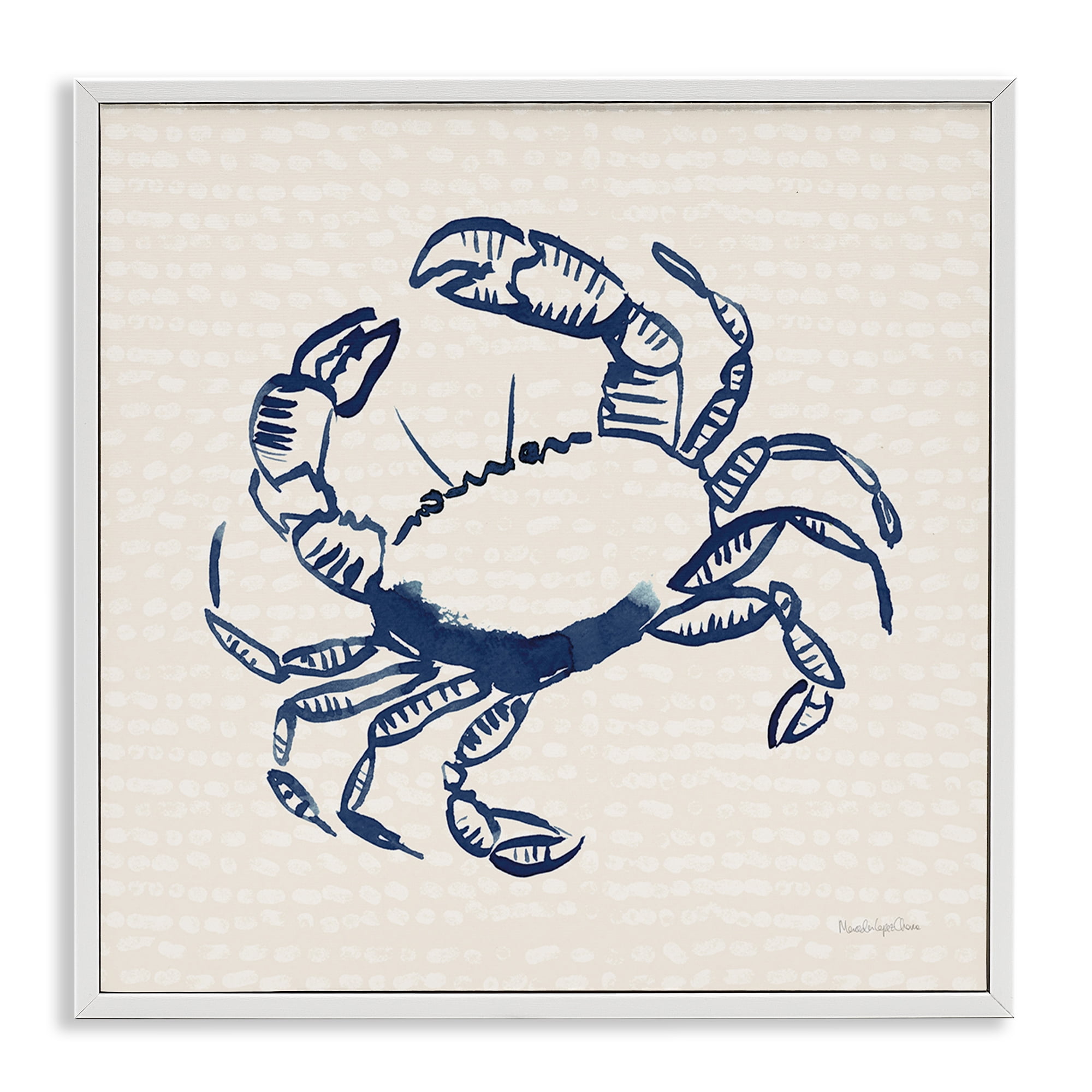Stupell Industries Aquatic Crab on Beige Animals & Insects Painting White Framed Art Print Wall Art, 12 x 12