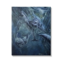 Stupell Industries Aquatic Dolphins Underwater Coastal Painting Gallery Wrapped Canvas Print Wall Art