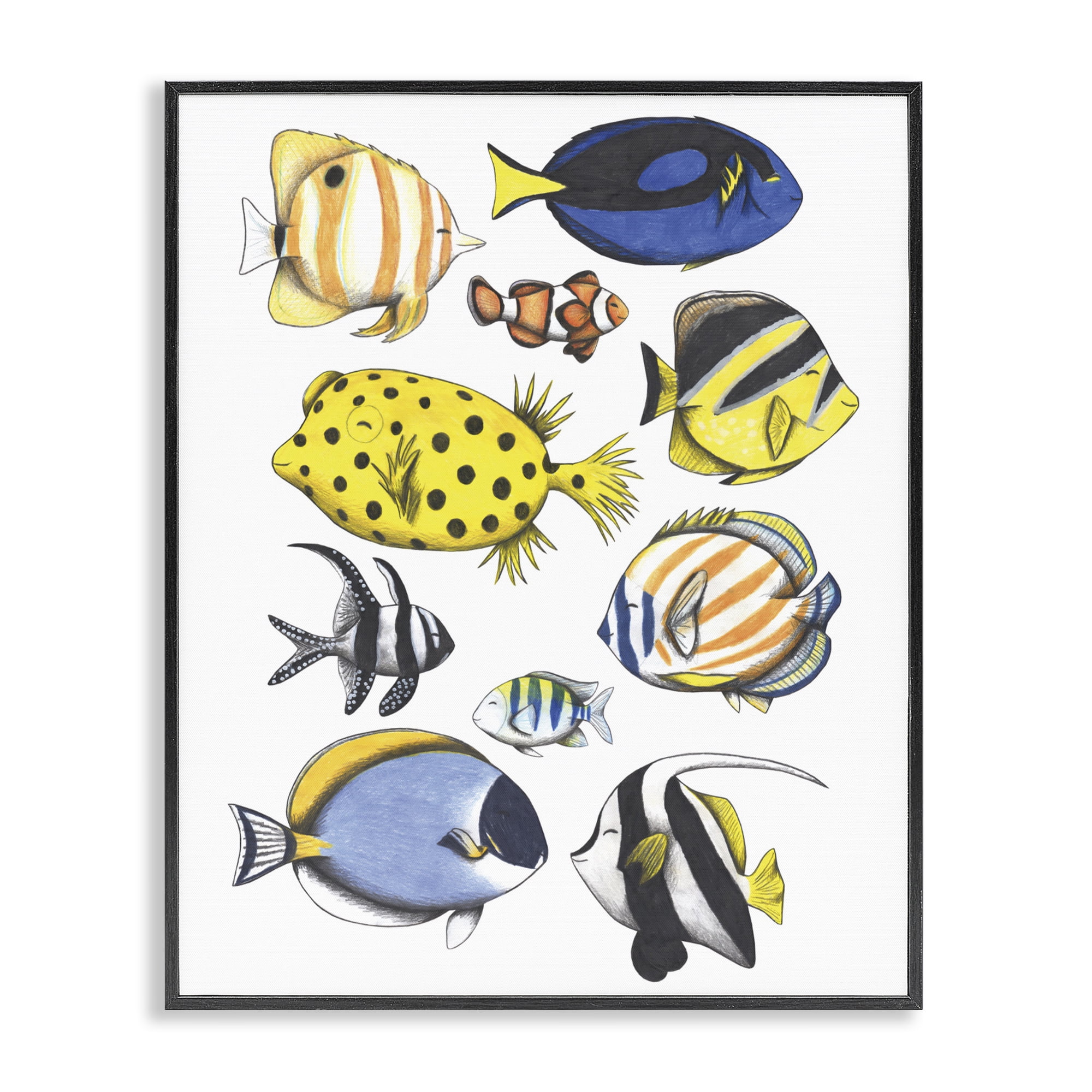 Stupell Industries Aquatic Fishes Collection Black Framed Giclee Art, design by Cecilia Battaini
